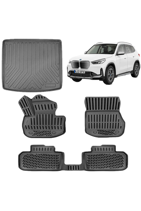 Rizline Bmw İX1 2024 Sonrası 3D Havuzlu Paspas ve Bagaj Havuzu Set Siyah