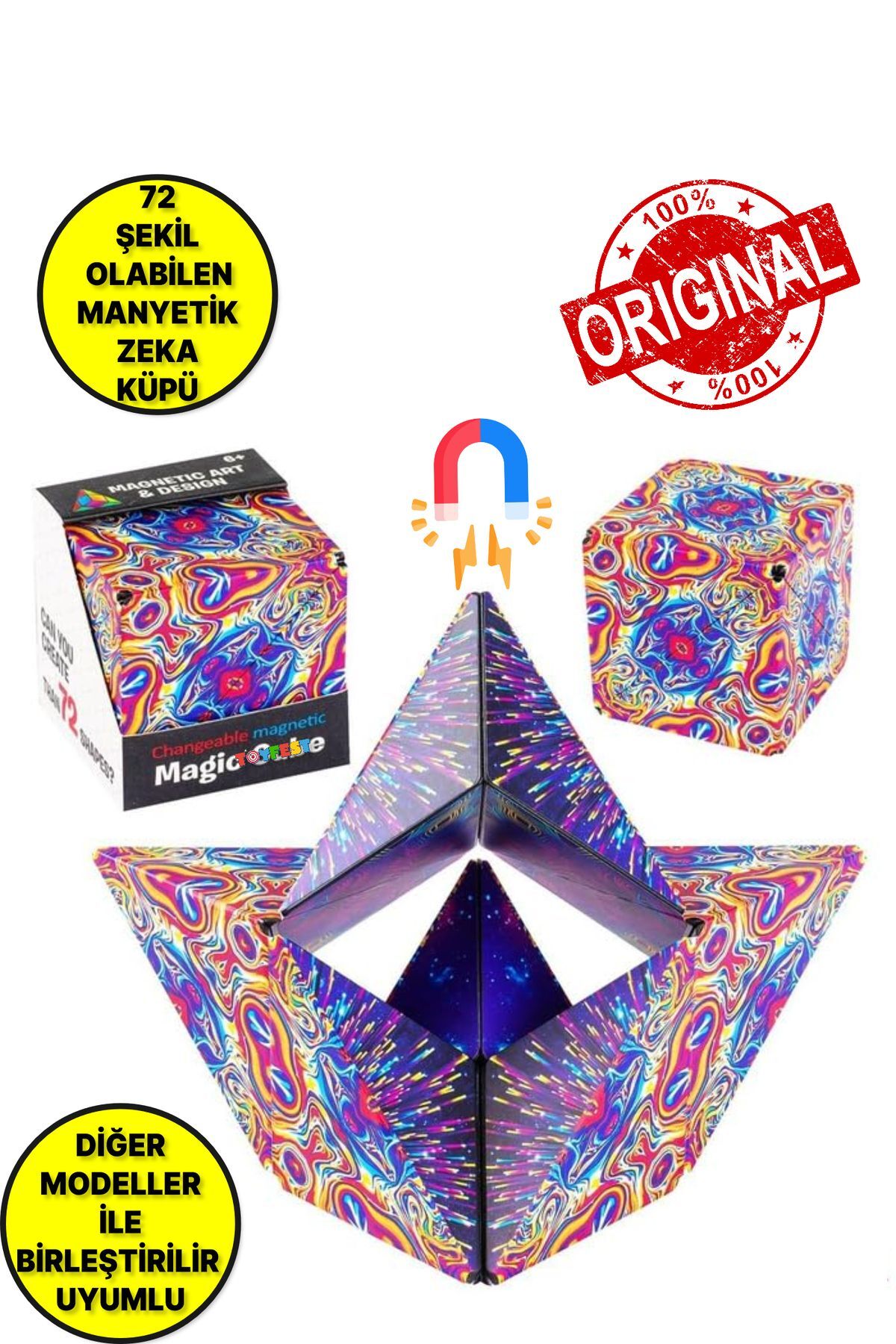 Mik♥️ TOYFEST 3 Boyutlu Stress Giderici Manyetik Geometrik Mozaikli