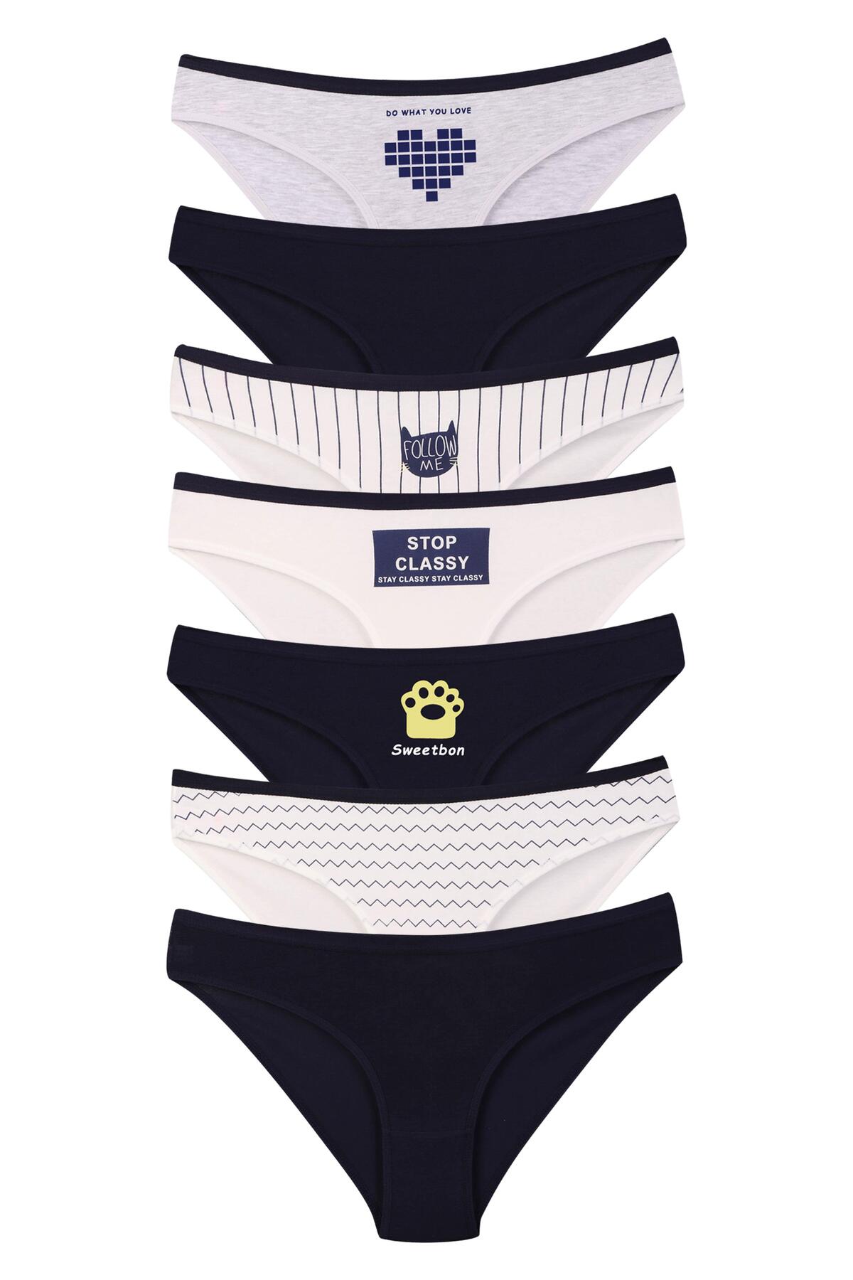 Dominant Kadın Çamaşır Pamuklu Renkli BİKİNİ Külot 7'li Paket