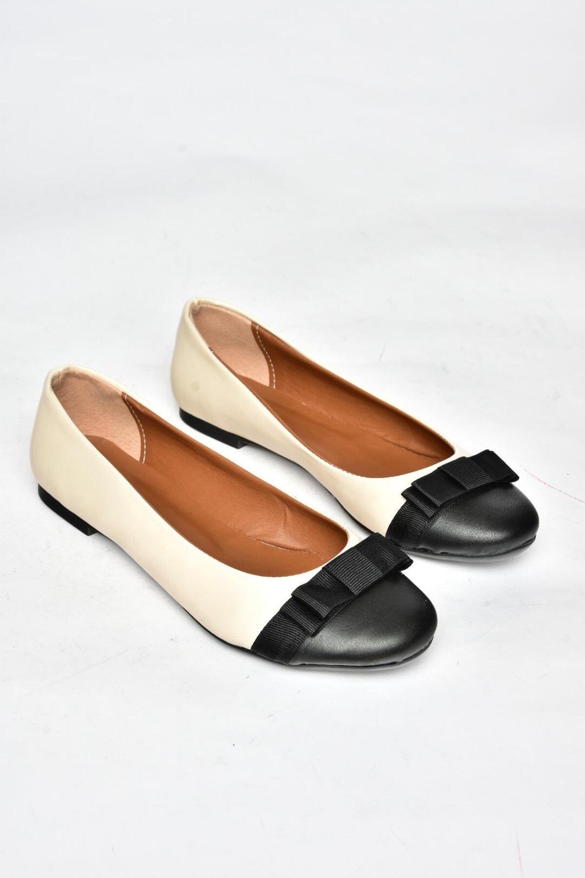 Fox Shoes Ten/Siyah Kadın Babet D726019509 görsel 5