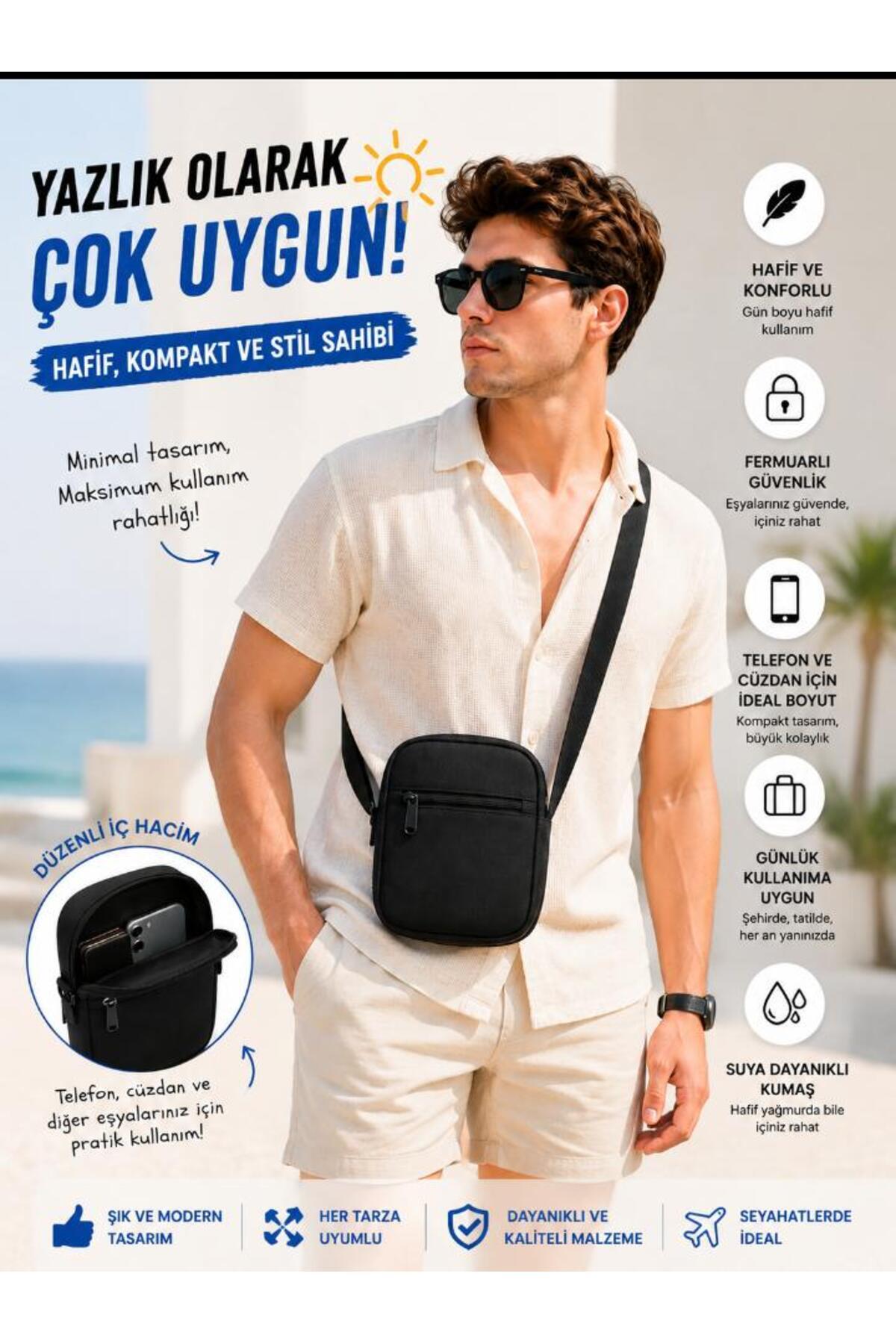 Sofia Unisex Kadın Erkek Günlük Üniversite Hediye Fermuarlı Omuz El ve Bel Askılı Çanta görsel 7