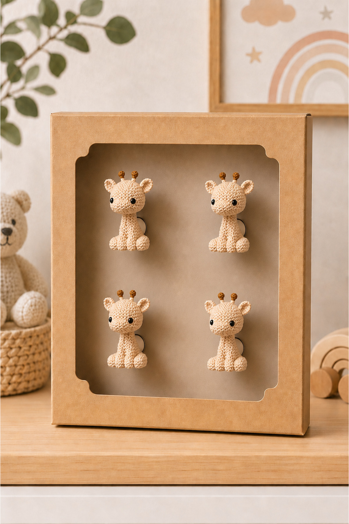 Rekatech 4Lü set ZÜRAFA KULP Çocuk Odası Örgü Desenli Dekoratif