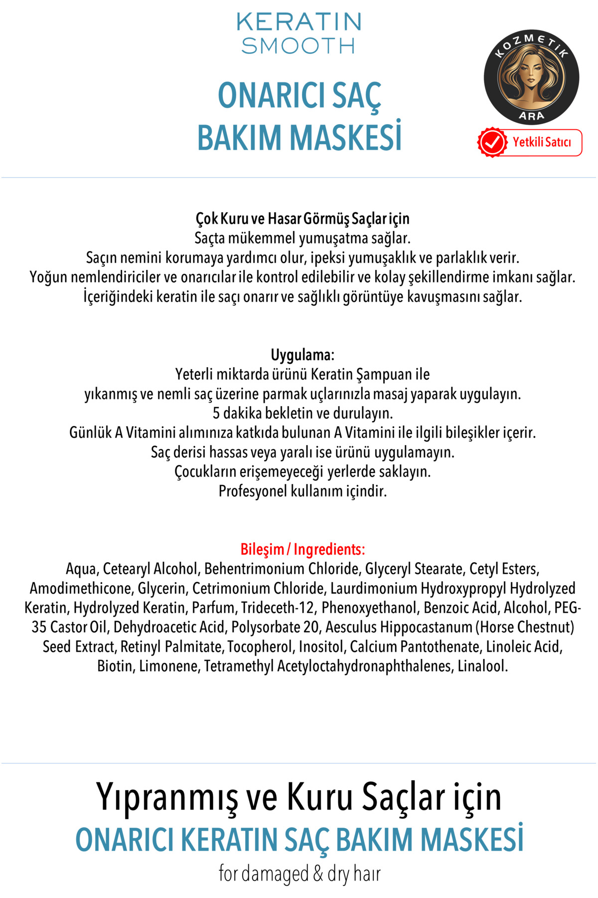 Keratin Smooth Onarıcı Ve Koruyucu Saç Bakım Maske Megaboy 500 Ml — TYC00296004584 — تصویر 3 از 3