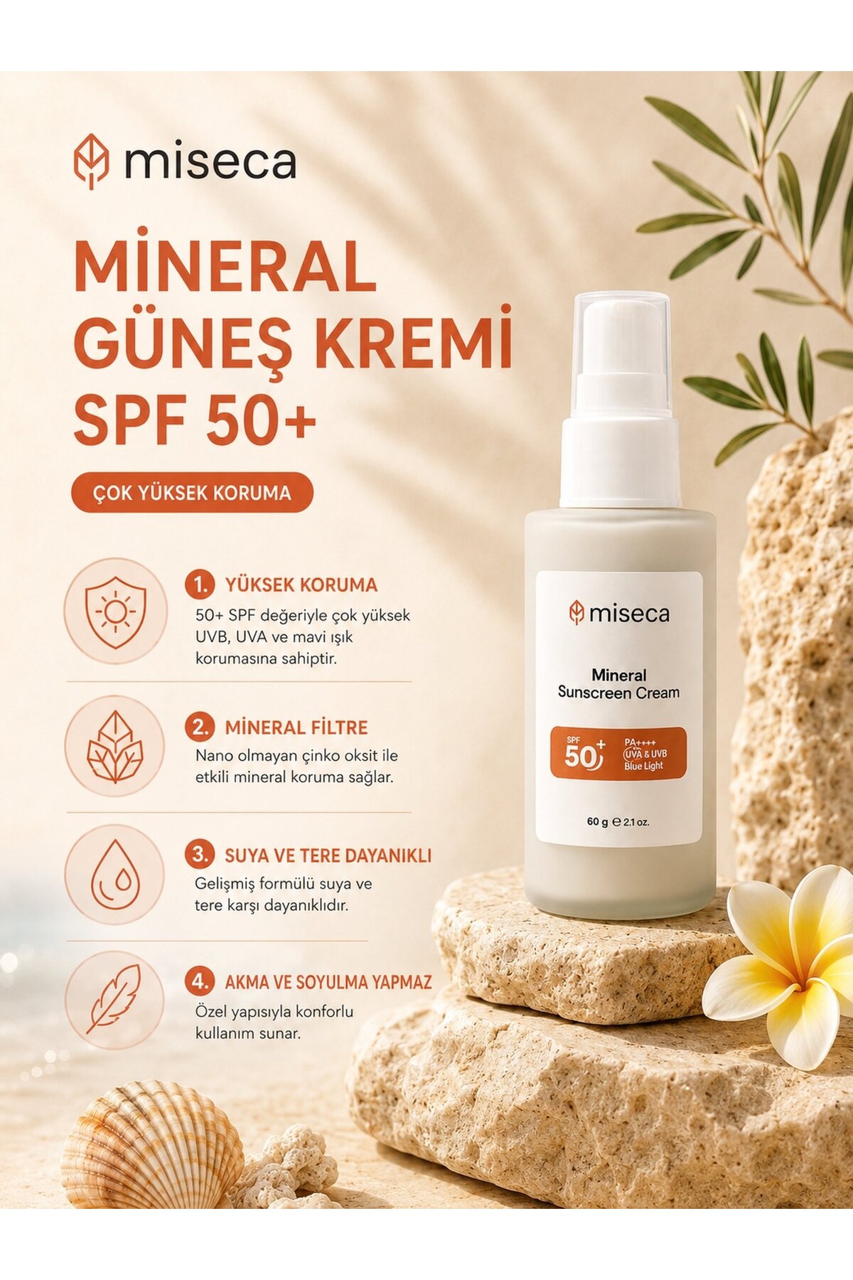 Mineral Filtreli Güneş Kremi Spf 50+ Çok Yüksek Koruma 60 G — CB-MS60 — تصویر 4 از 4
