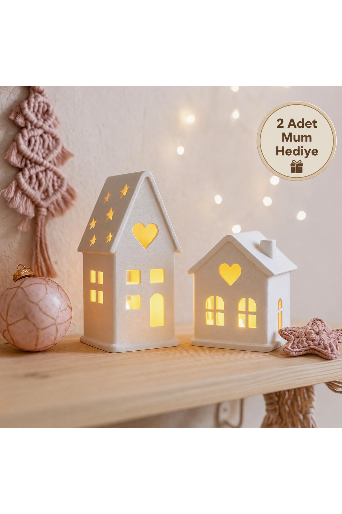 Winter Homes Decor & 2 Pieces Home Figurine & Cute Home Decor & 8x11cm (Hard Plastic)