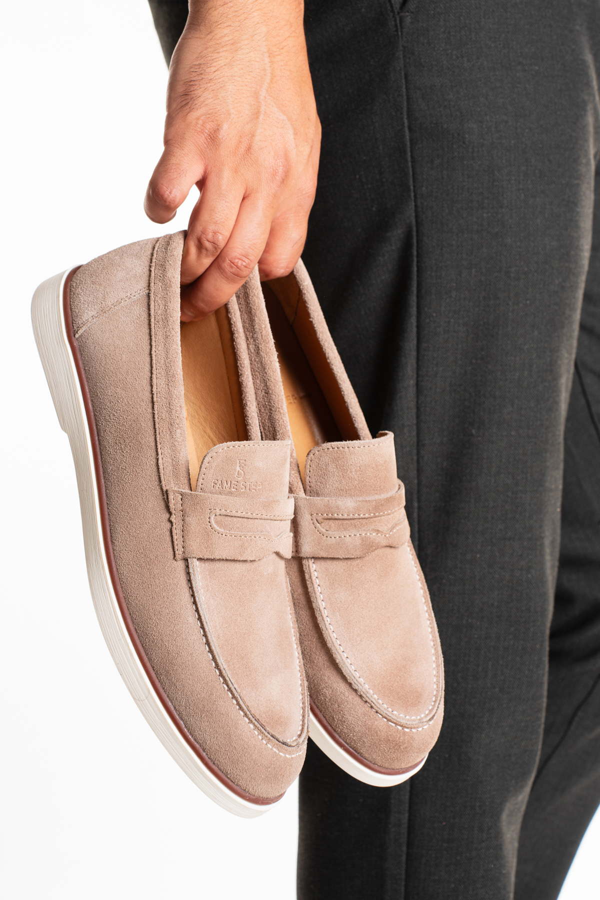 Fame Step Hakiki Deri Erkek Loafer Ayakkabı Bej Süet Günlük Rahat Casual Mokasen Siena görsel 2