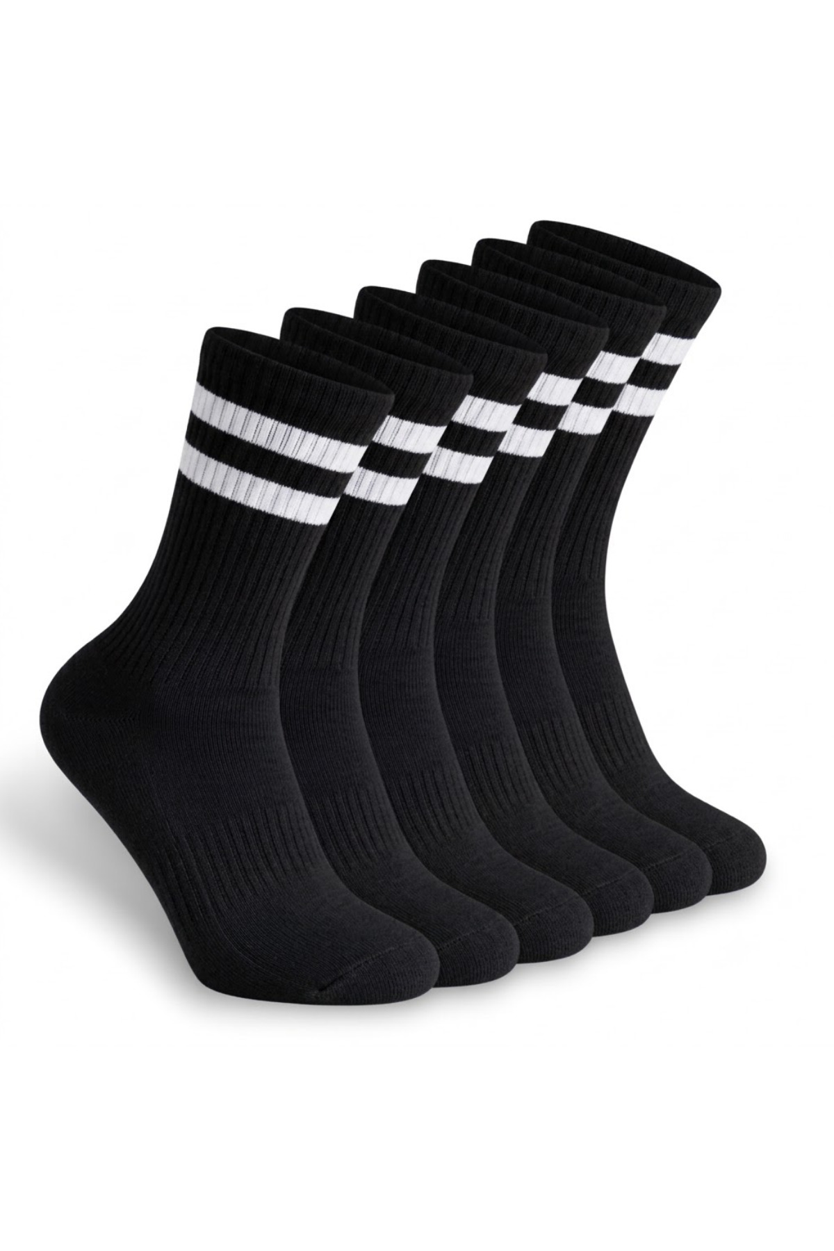 Socketta Erkek Spor Dikişsiz Havlu Taban 6'lı Beyaz Çizgili Soket Çorap, Premium görsel 2