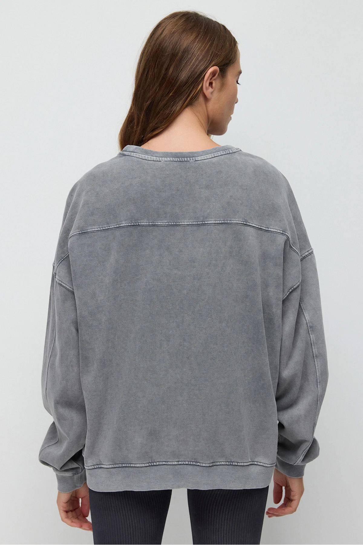 No Matter What Soluk Efektli Oversize Sweatshirt görsel 6