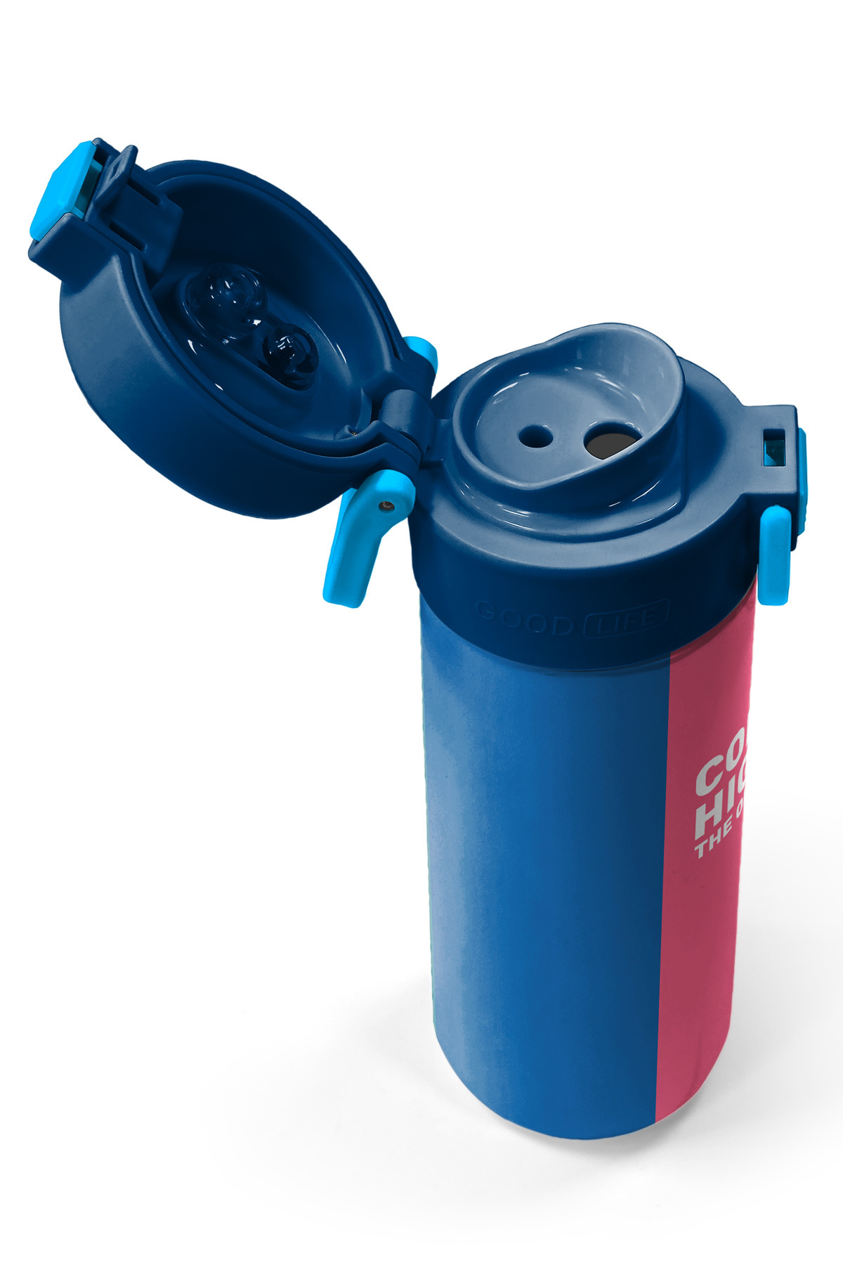 Kids Renkli Çizgili Desenli Pipetli ve Direkt İçim Çelik Termos 500 ml 31879