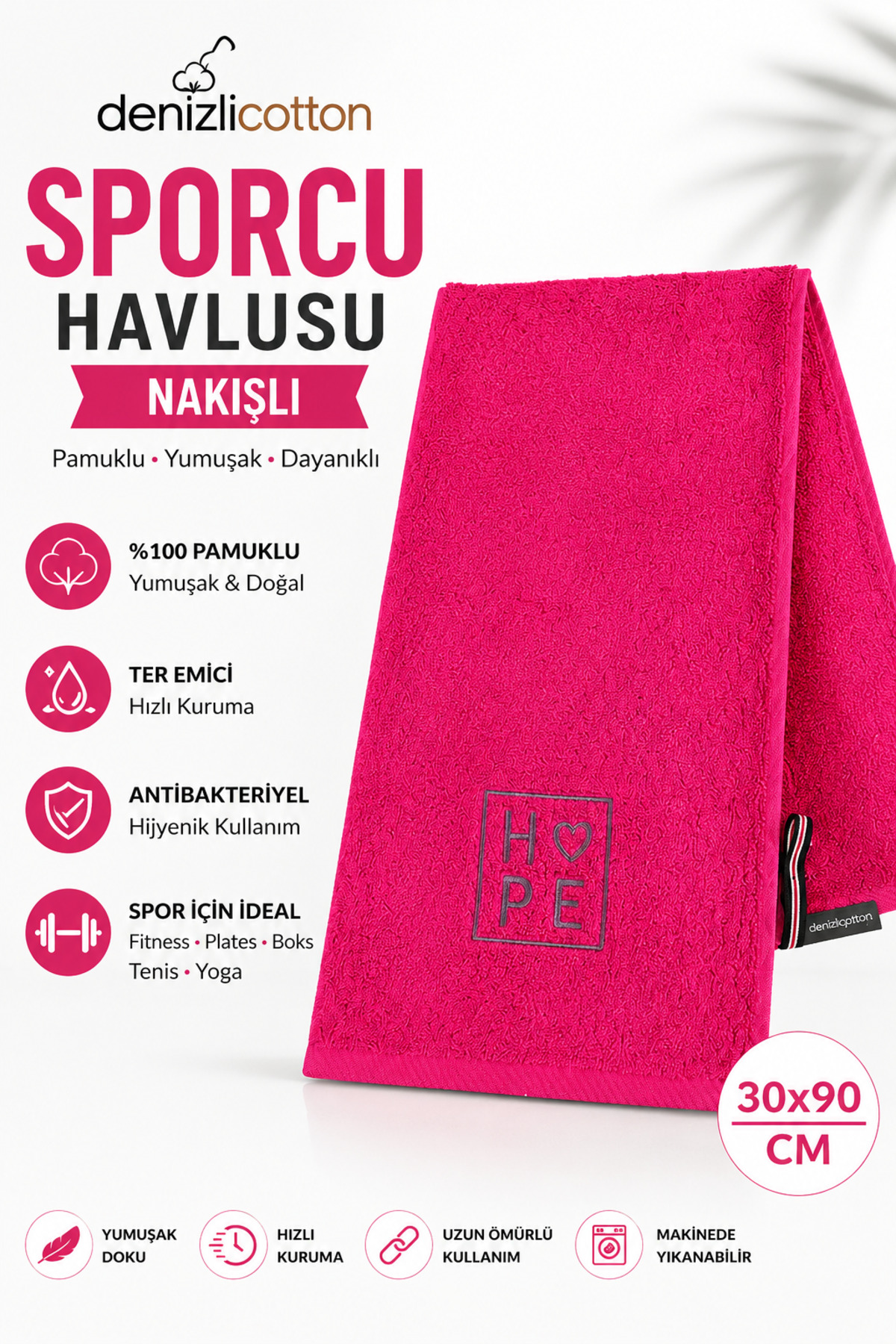 Embroidered Sports Towel Cotton, Anti-bacterial, Sweat Absorbing Fitness Plates Boxing Tennis Sports Towel