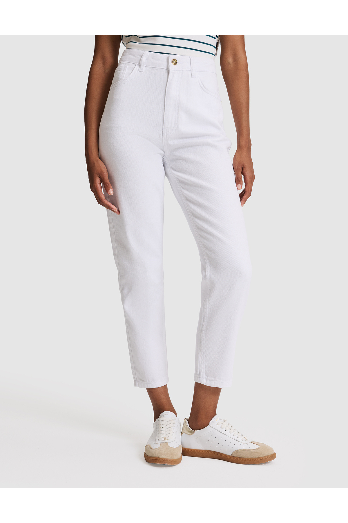 Pierre Cardin Beyaz Mom High Waist Fit Jean Pantolon 50313234-VR013 görsel 2