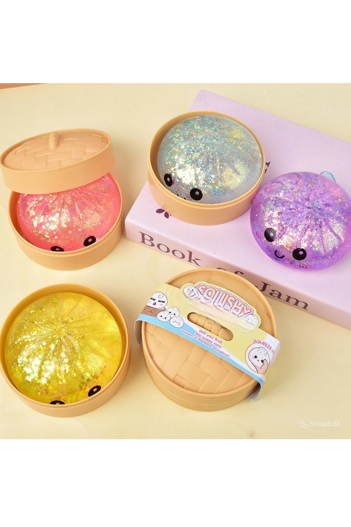 Chinese Ravioli Dumpling Squishy Glitter Surprise Colored Giant Rainbow - Viral Figure