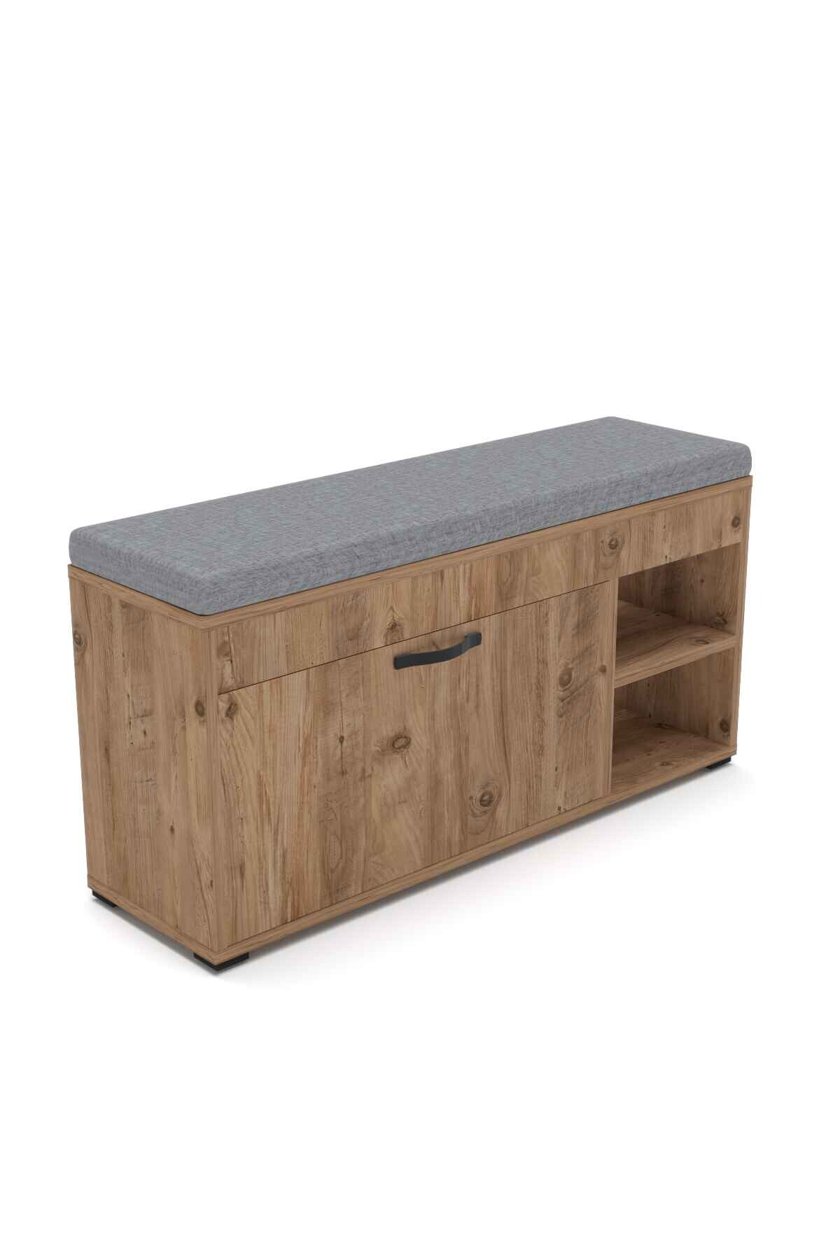 Ayakkabılık Minderli Bench Dolap Çok Amaçlı Raflı Puflu Oturaklı Ayakkabı Dolabı 192 Atlantik Çam görsel 4