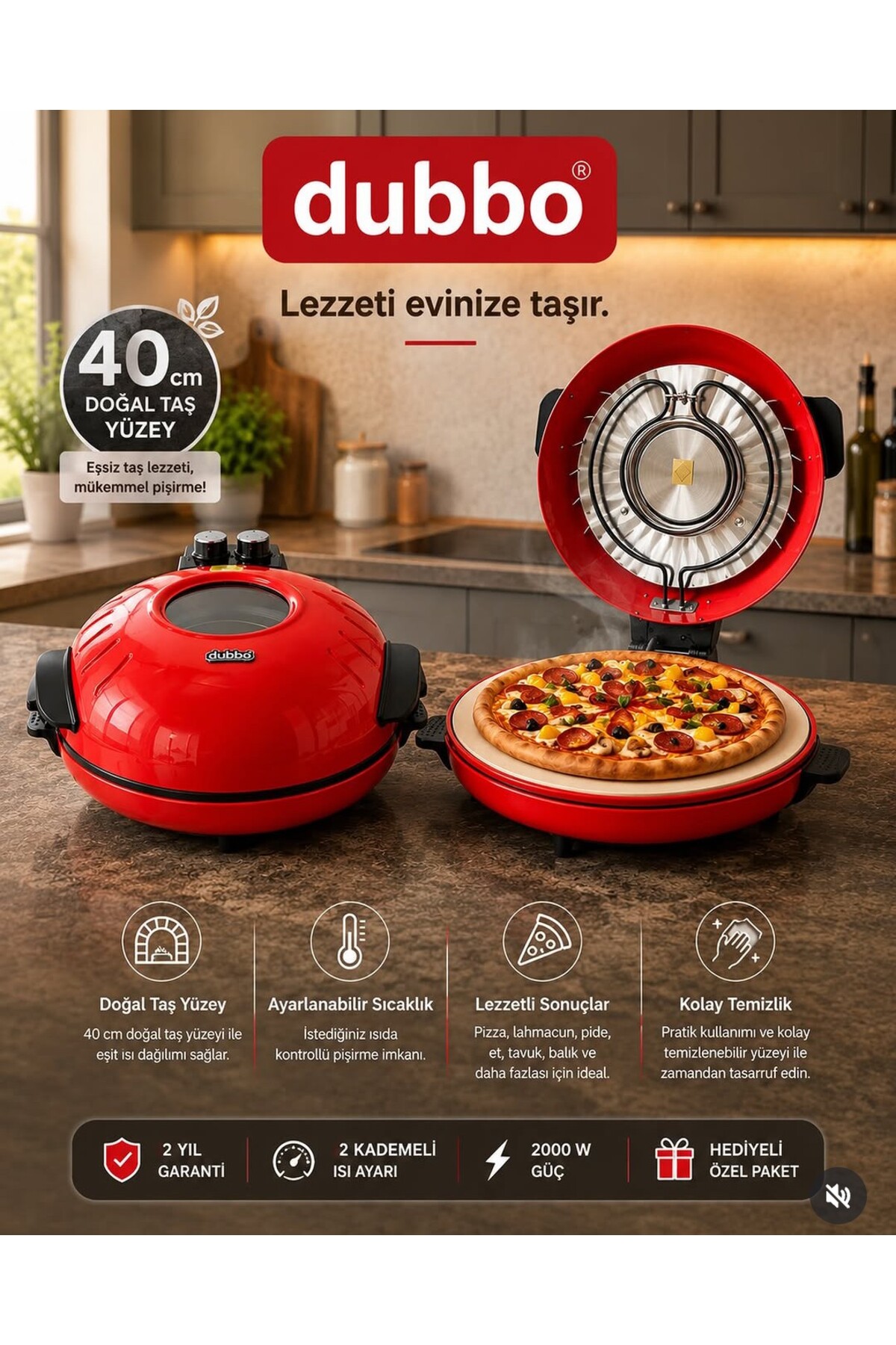 dubbo CAMLI PİZZA,LAHMACUN,KEK,ET,BALIK VS.**TAŞ FIRIN**HEDİYELİ**KIRMIZI