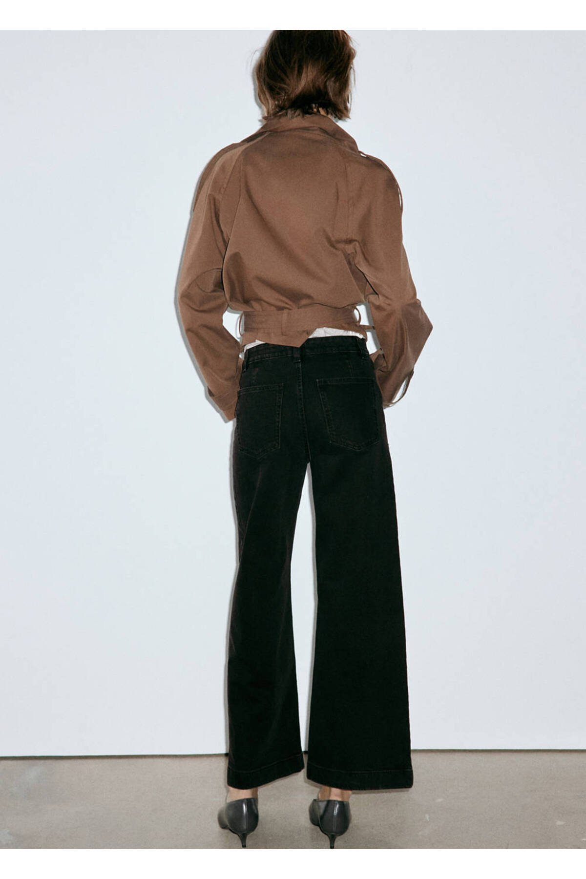MANGO Woman Catherin yüksek belli culotte jean pantolon görsel 4