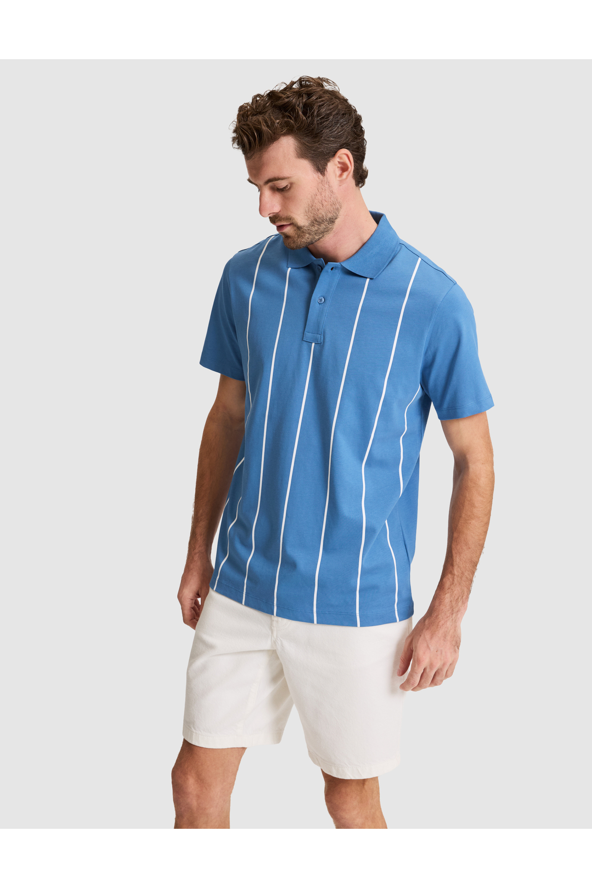 Pierre Cardin Blue Regular Fit 100% Cotton Buttoned Polo Neck T-Shirt 50310158-Vr036