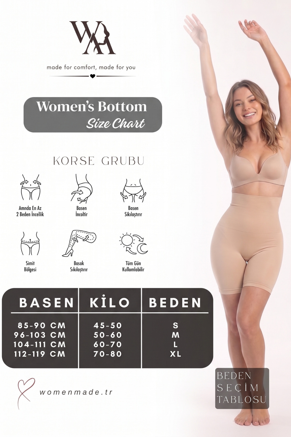 Womenmade Kadın Ten Rengi Yüksek Bel Uzun Paçalı Korse Sıkılaştırıcı Ve Toparlayıcı görsel 6