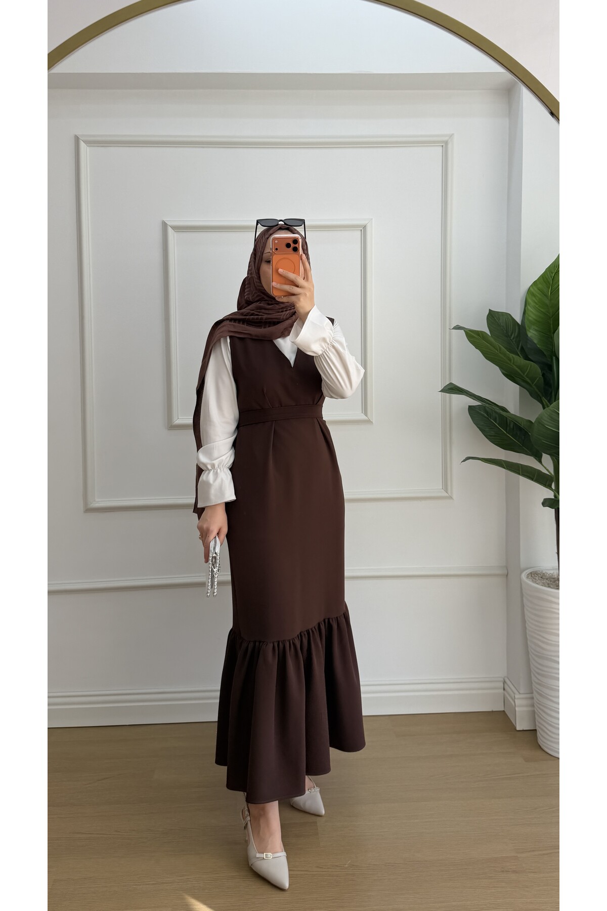 کرپ قهوه ای حجاب سوخاری ژیلت 2