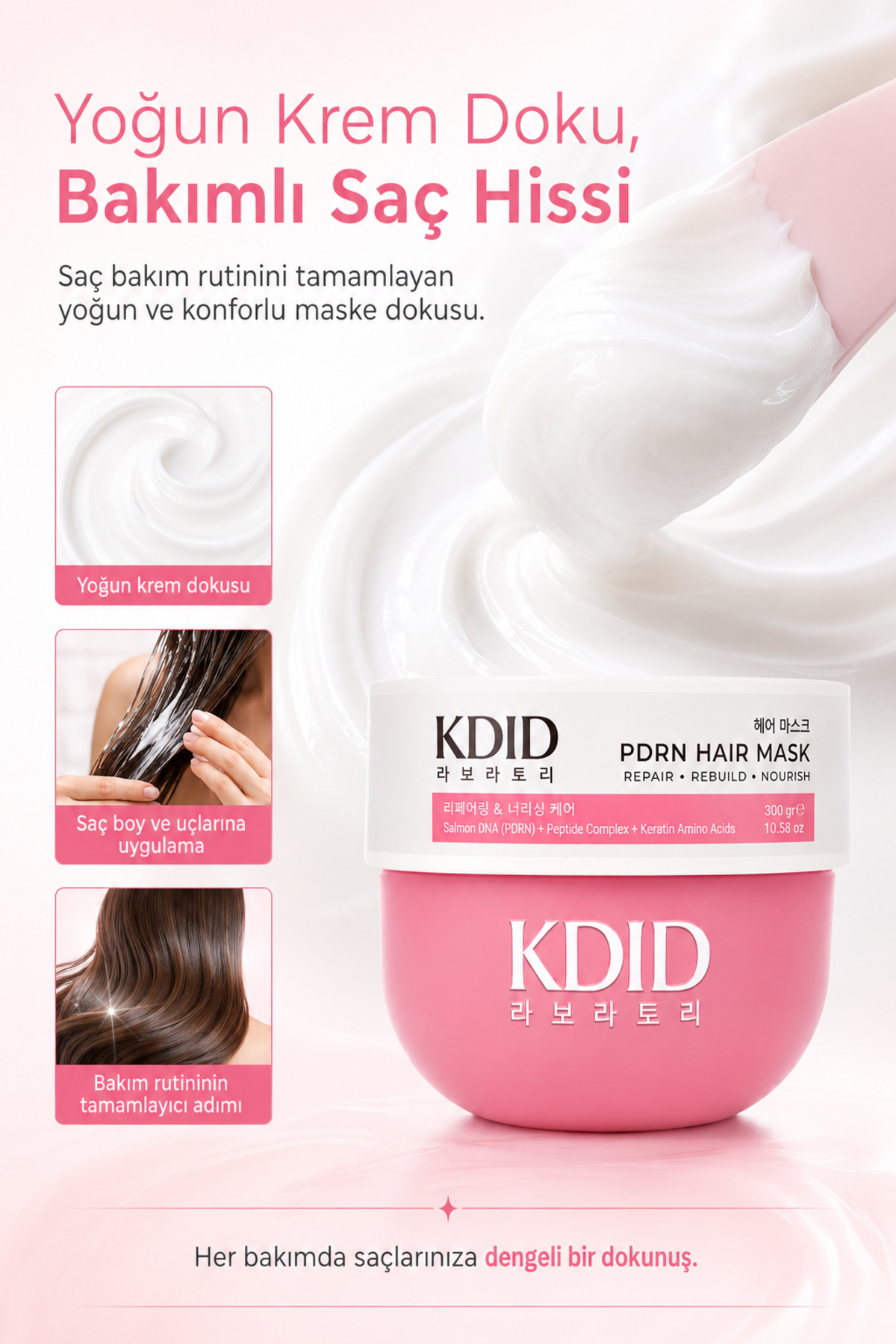 ماسک موی PDRN حاوی DNA سالمون، کراتین و پپتید، ترمیم کننده قوی، 300 گرم — KDID-HAIR-MASK-REPAIR-CARE-300GR — تصویر 8 از 8