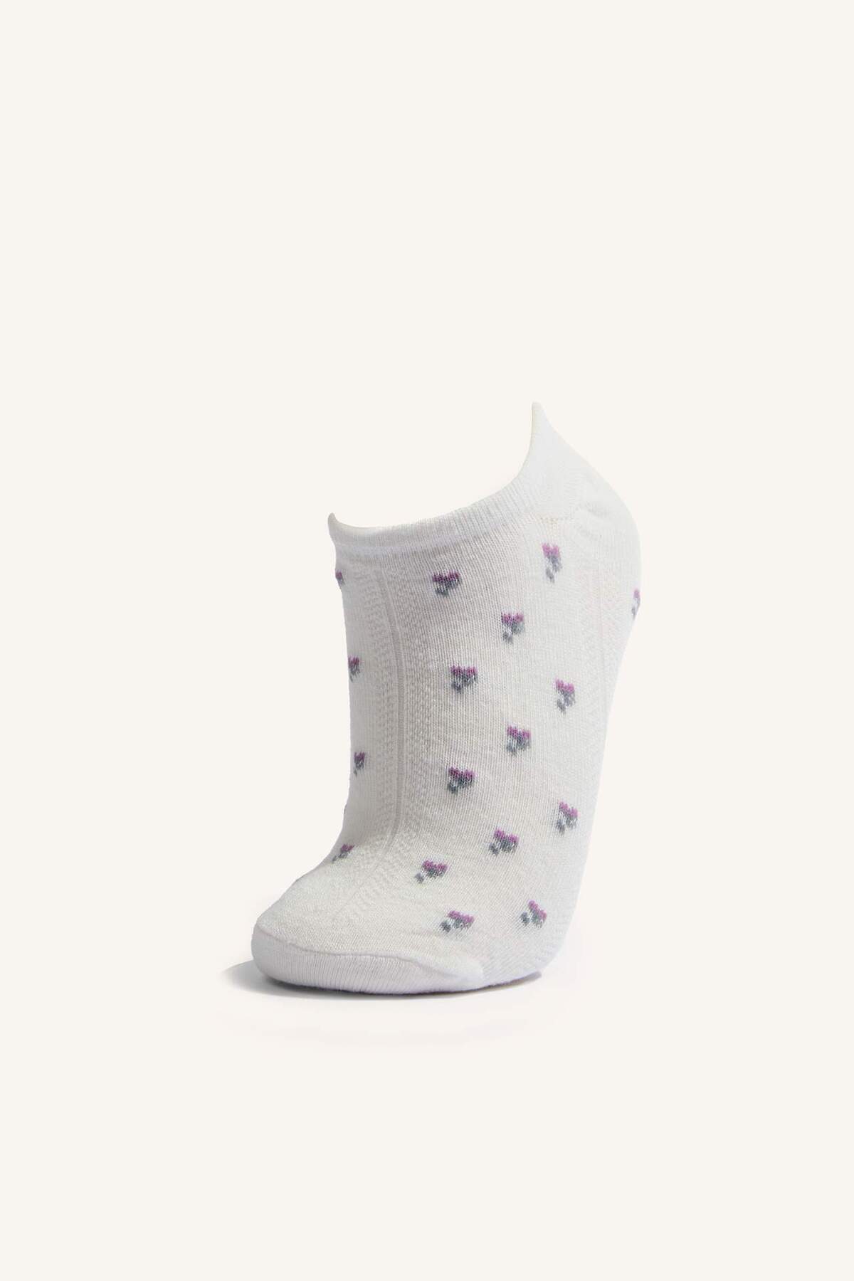 DeFacto Kadın Çiçekli Görünmez 5'li Pamuklu Sneaker Çorap I3474AXNS görsel 2