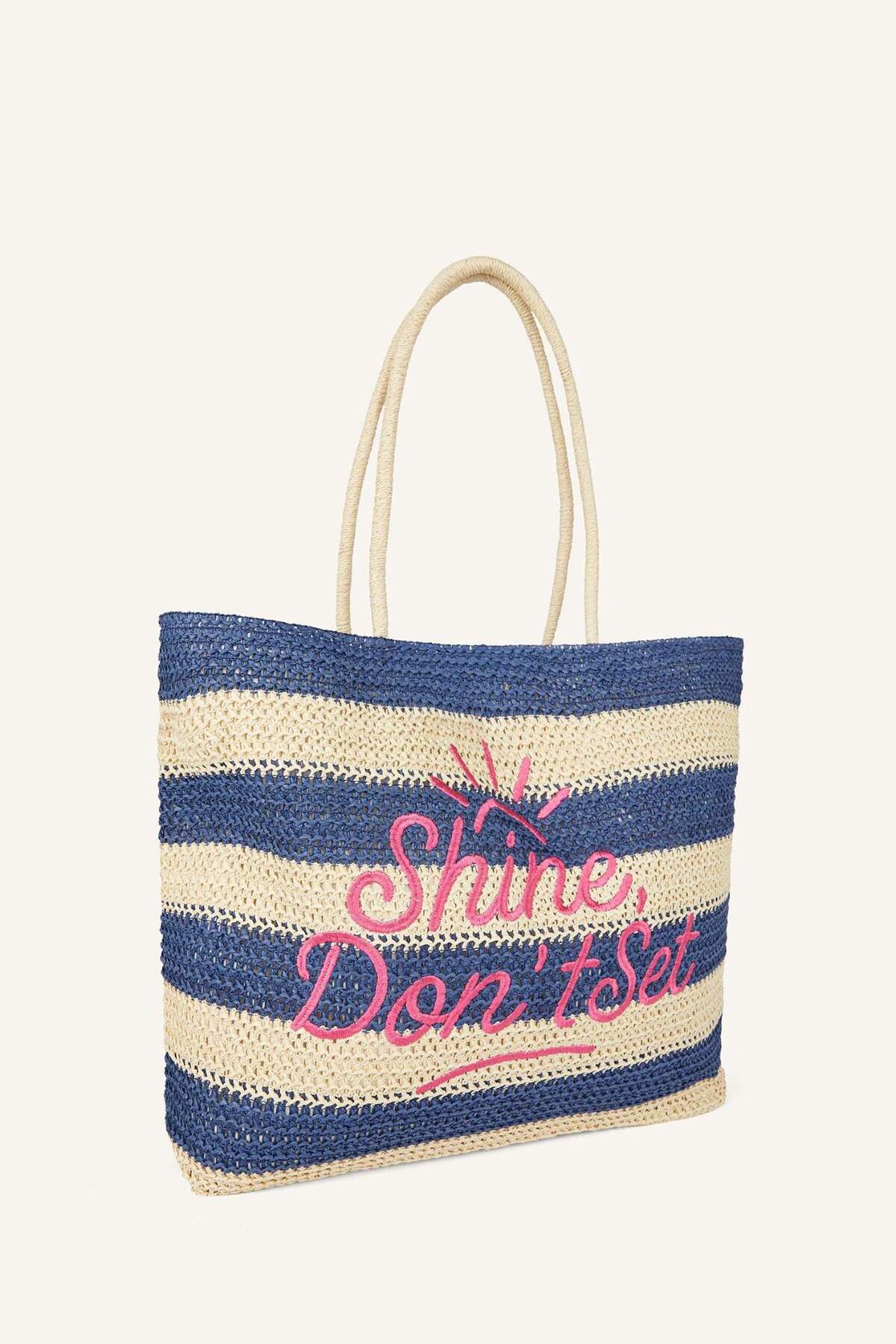 DeFacto Kadın Nakışlı Lacivert Plaj Çantası G8714AXNS görsel 3