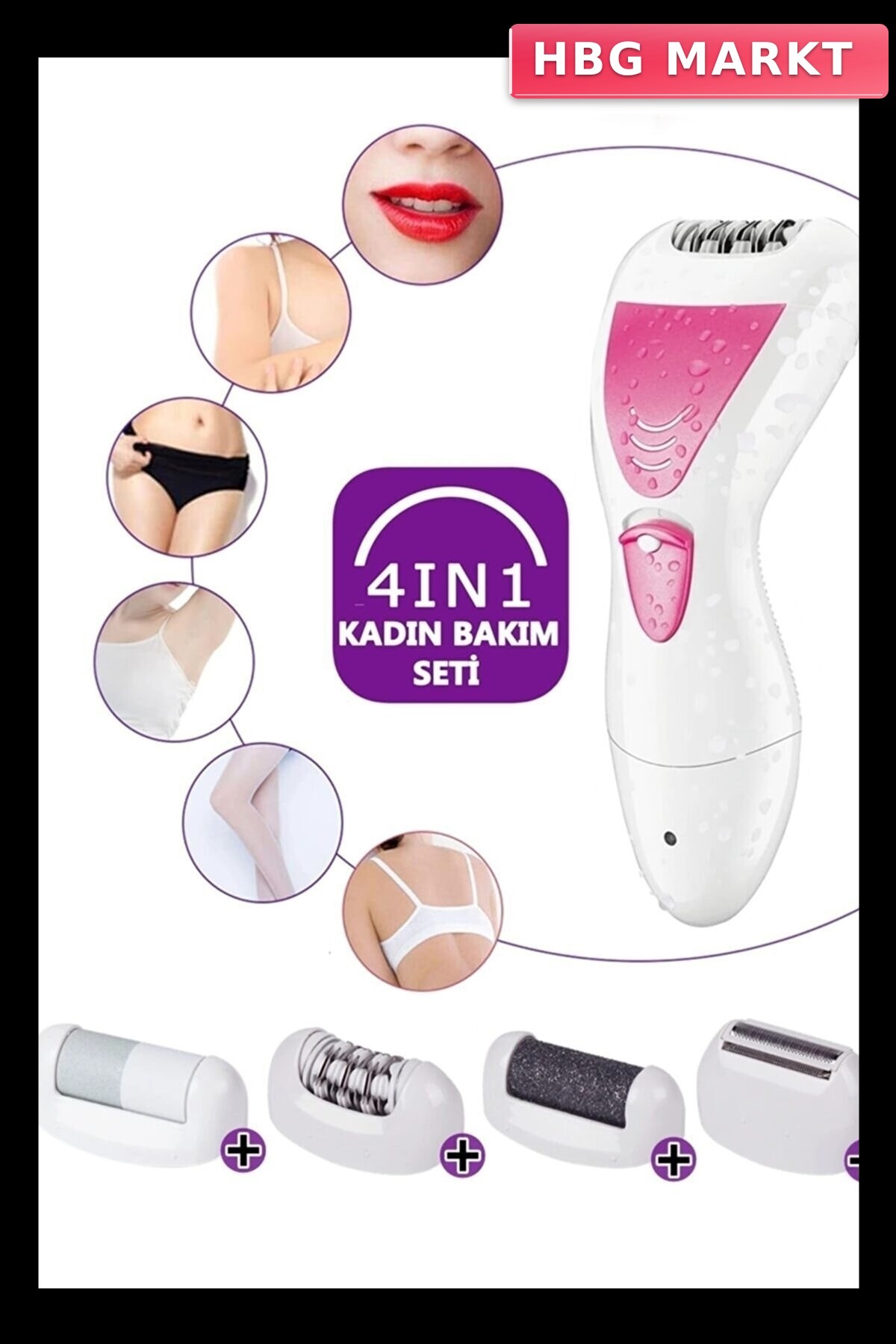 4'ü 1 Arada Su Geçirmez Epilasyon Aleti ve Topuk Törpüsü — TKT-6D3E-MOD-56471380270-83C4A — تصویر 3 از 3
