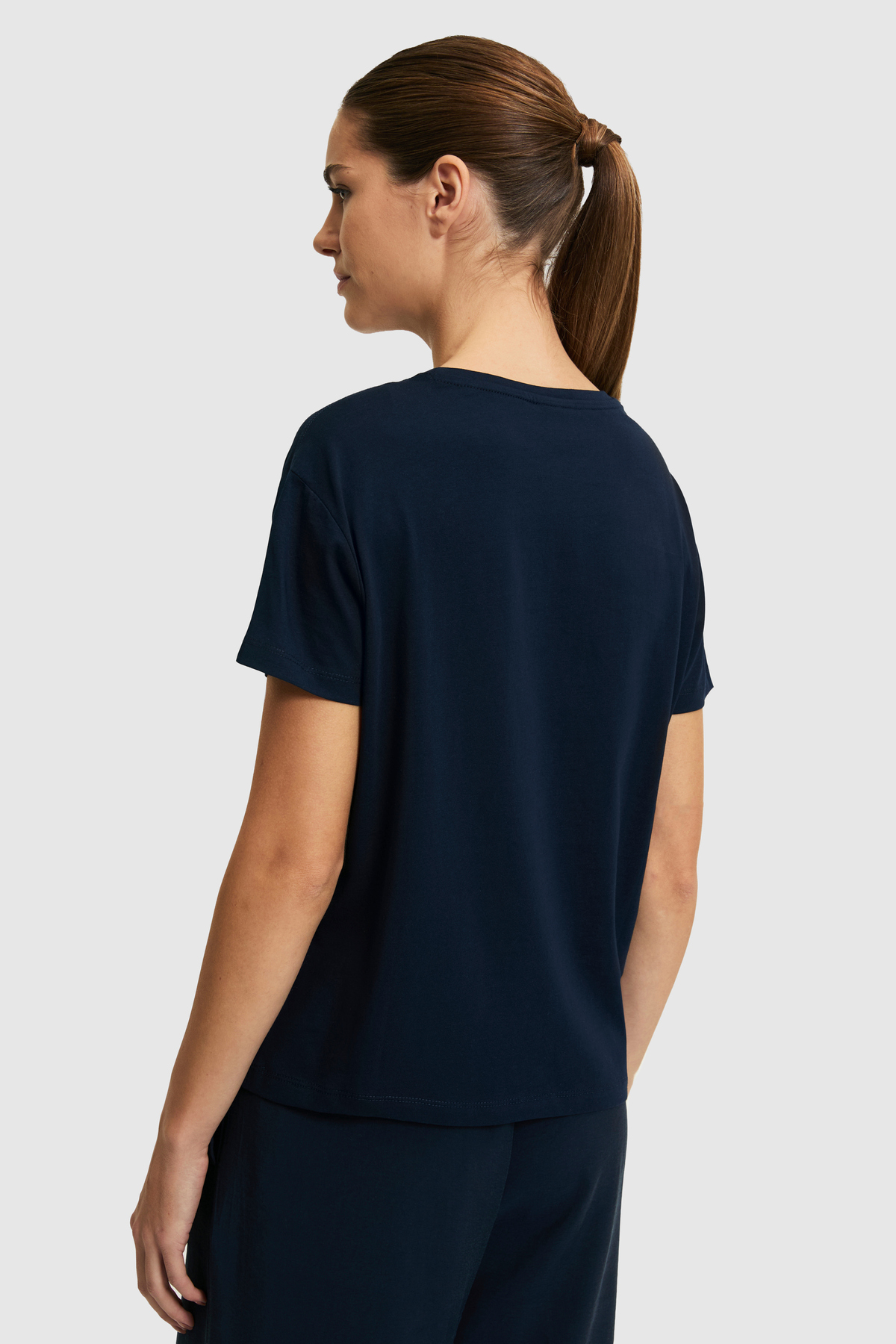 U.S. Polo Assn. Kadın Lacivert Bisiklet Yaka Tişört 50323561-VR033 görsel 5