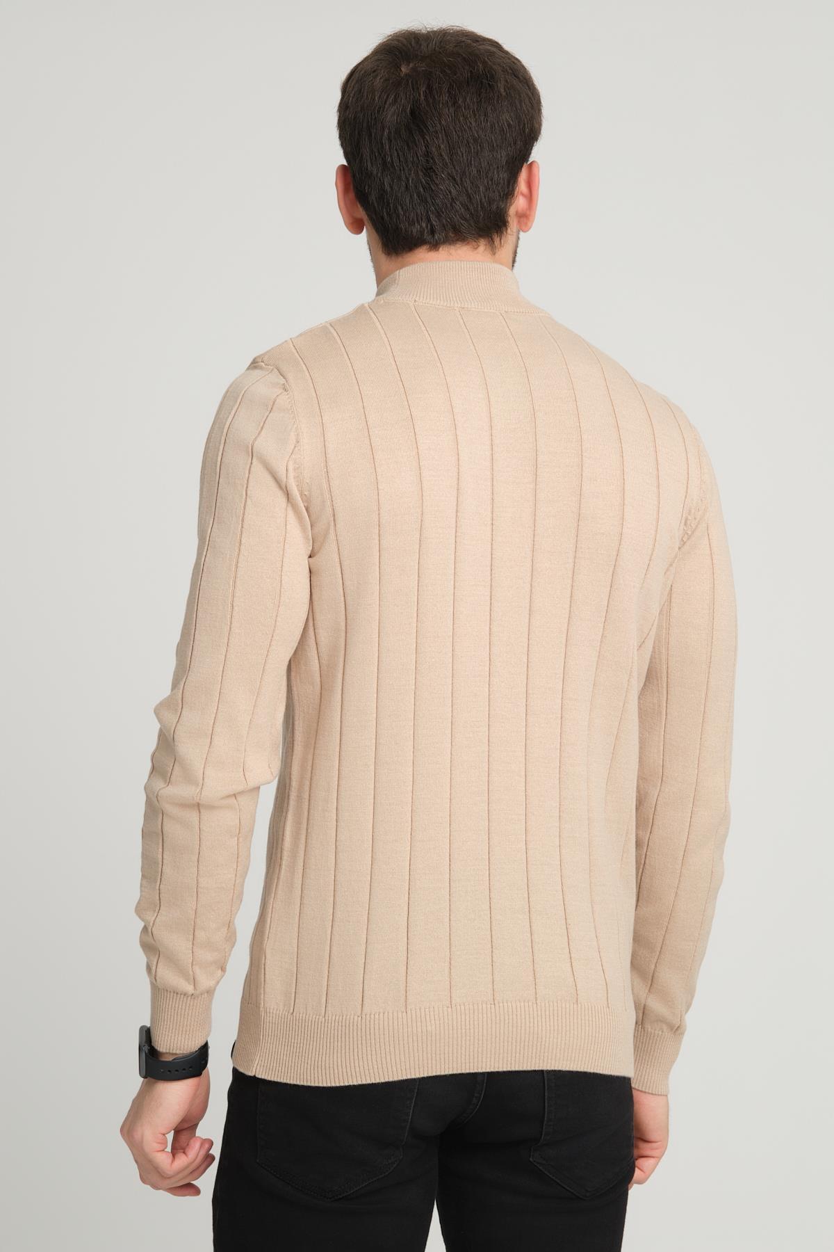 ژاکت بافتنی نیمه رسمی ترکی (E23-6706) — بژ — تصویر 5 از 5