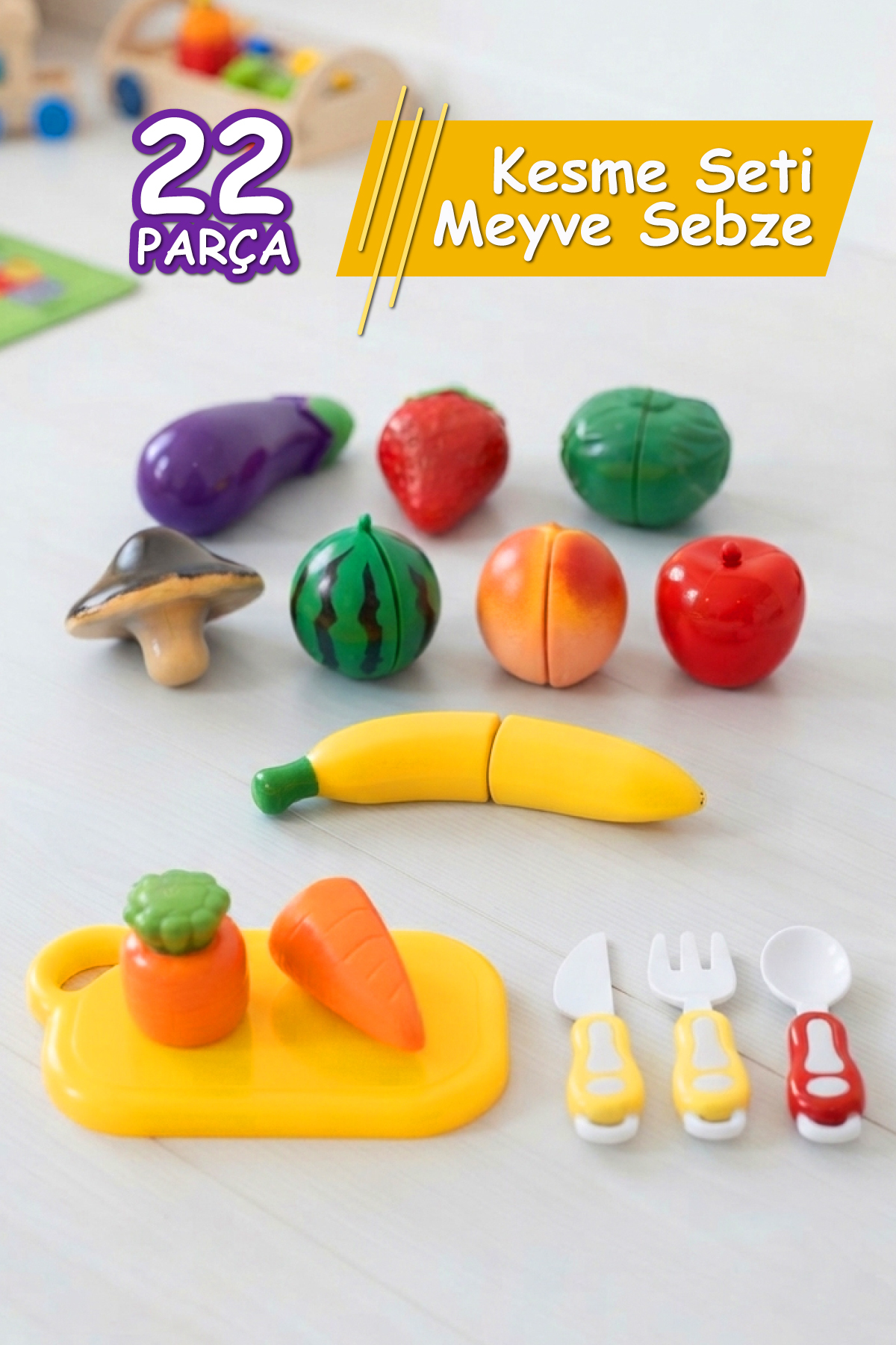 Smartfox Birlik Oyuncak 22 Parça Oyuncak Meyve Sebze Kesme Seti