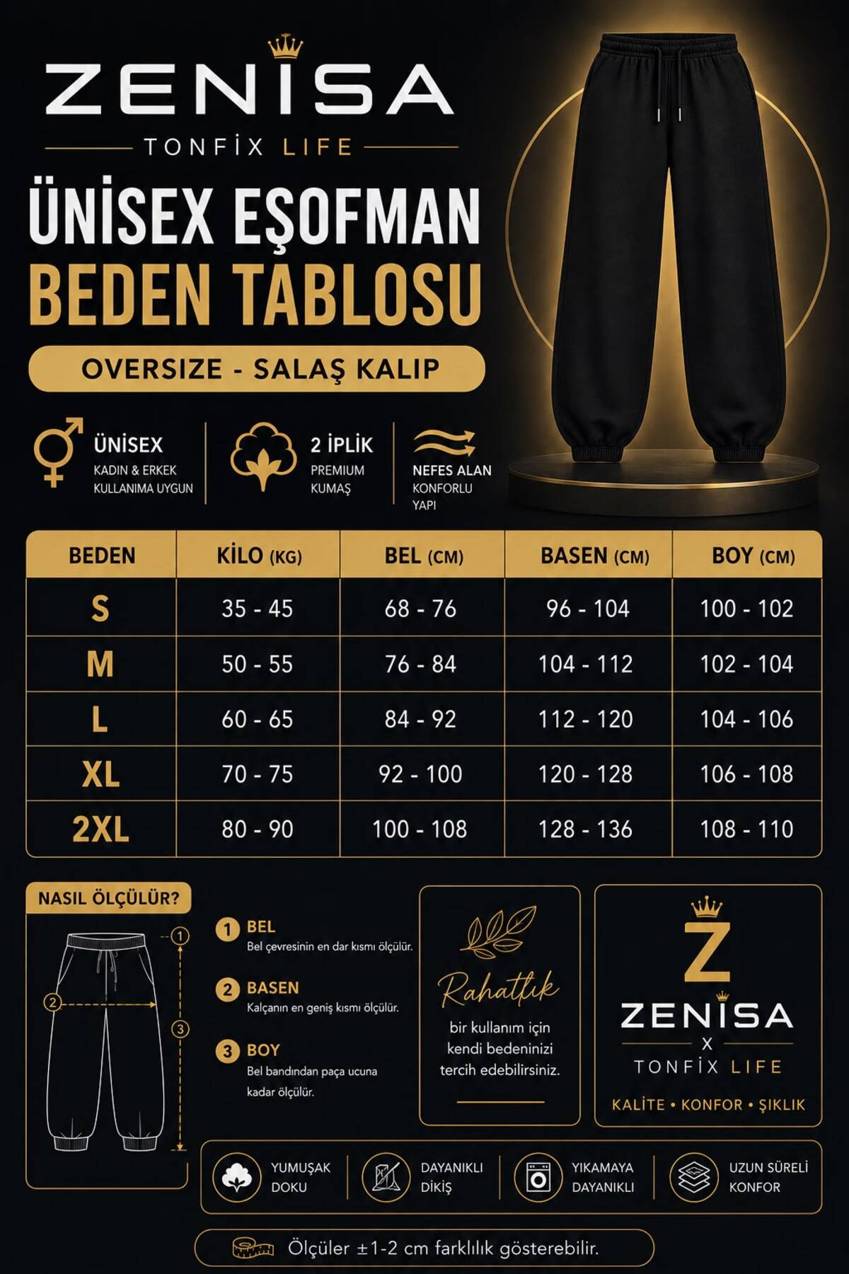 TONFİX LİFE 2 ADET SİYAH/GRİ KADIN GENİŞ PAÇA EŞOFMAN ALTI YÜKSEK BEL OVERSİZE RAHAT KALIP YAN CEPLİ GÜNLÜK GİYİM görsel 4