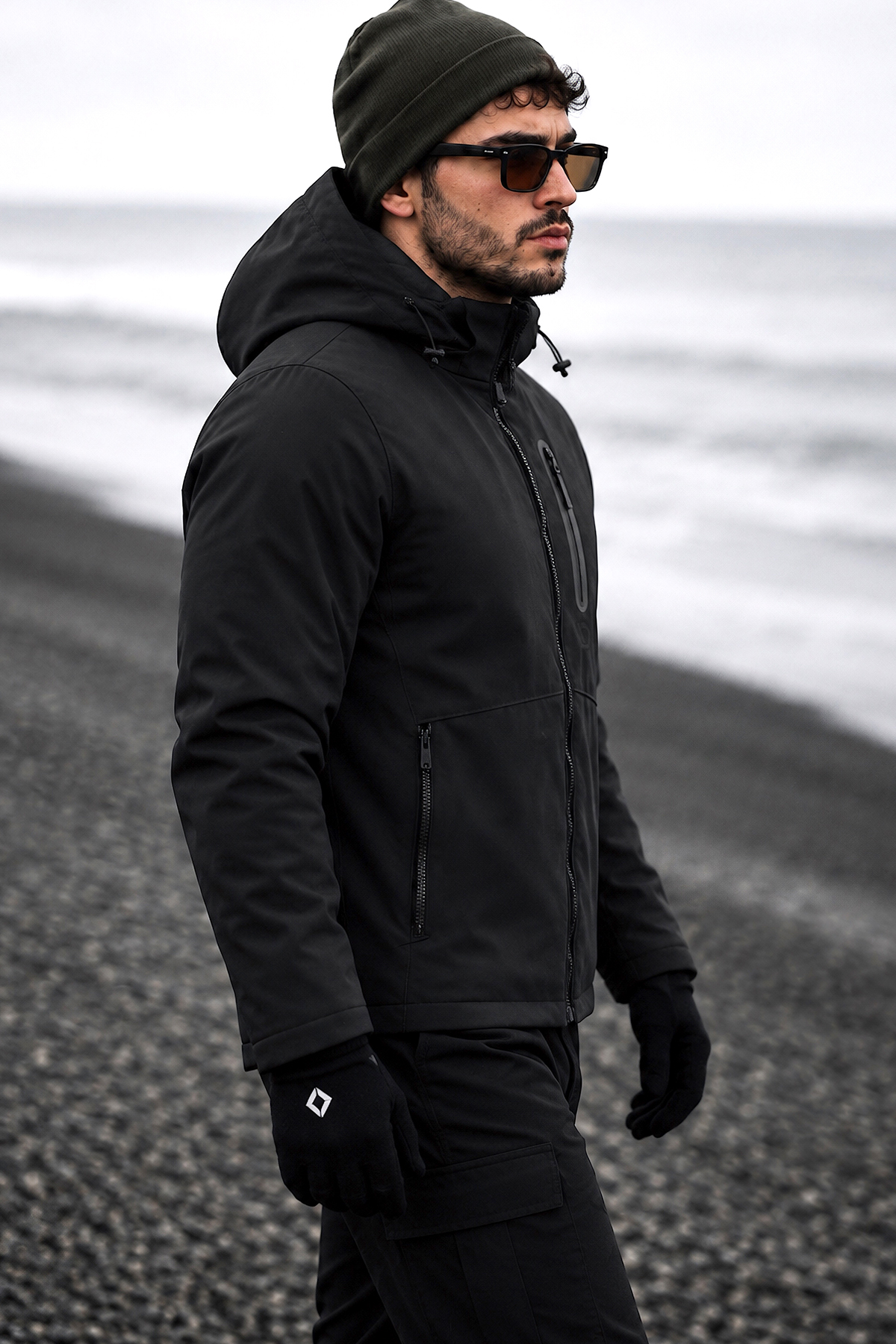 Softshell Su ve Rüzgar Geçirmez Mont — مشکی 02222 — تصویر 3 از 6