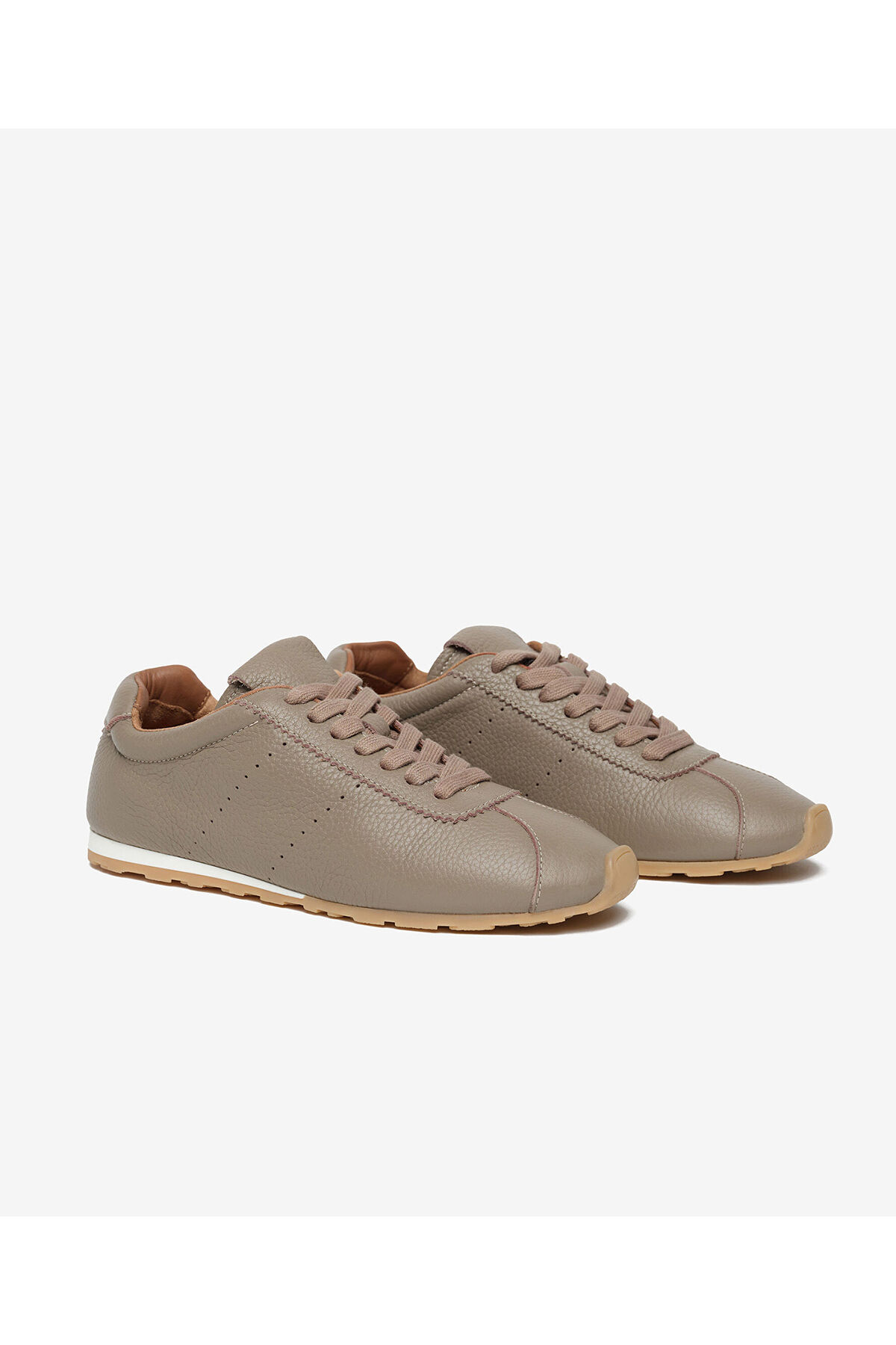 Greyder Kadın Vizon Hakiki Deri Sneaker Ayakkabı 4Y2SA59188 görsel 3