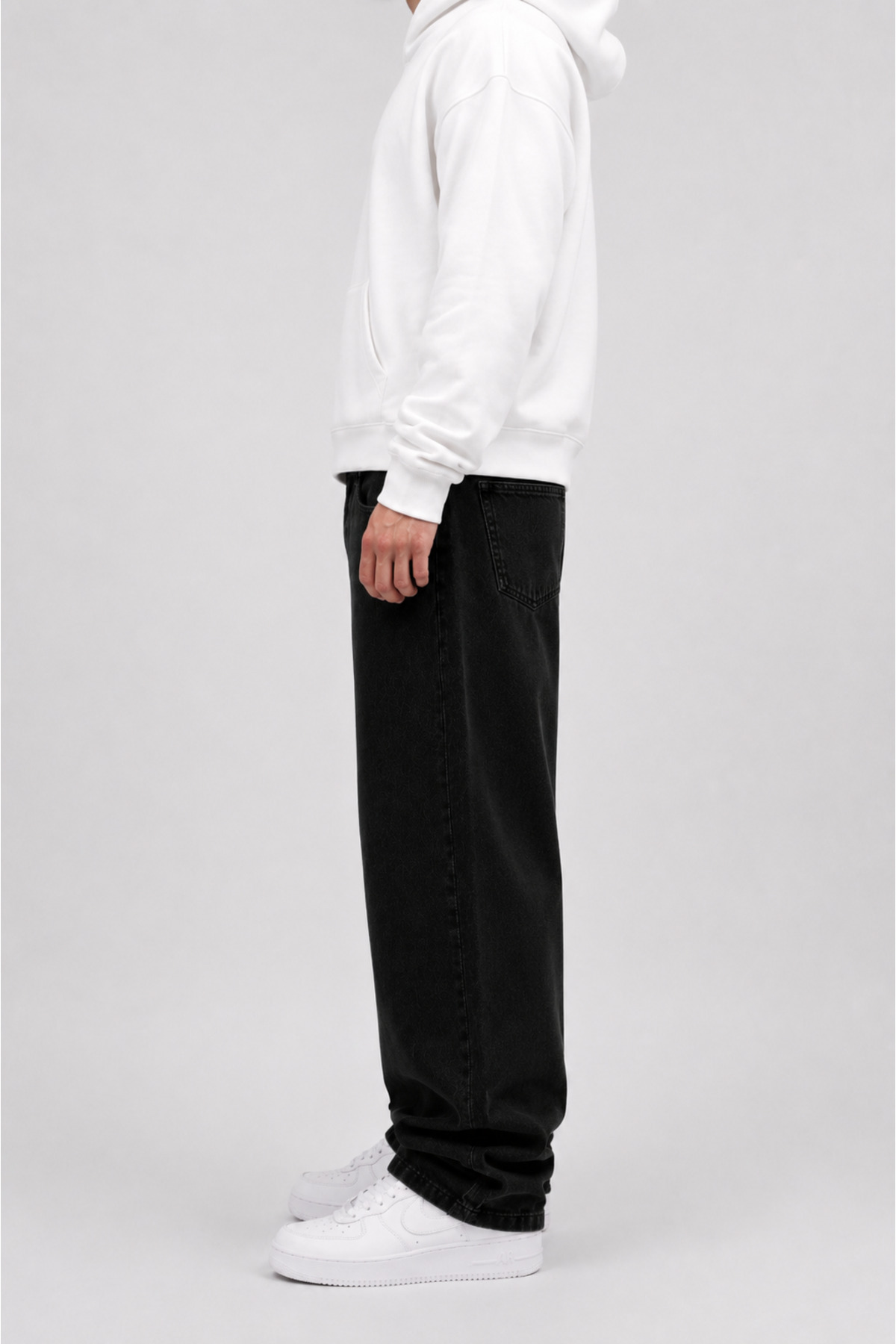 Lyvens Erkek Siyah Baggy Jean Pantolon görsel 3
