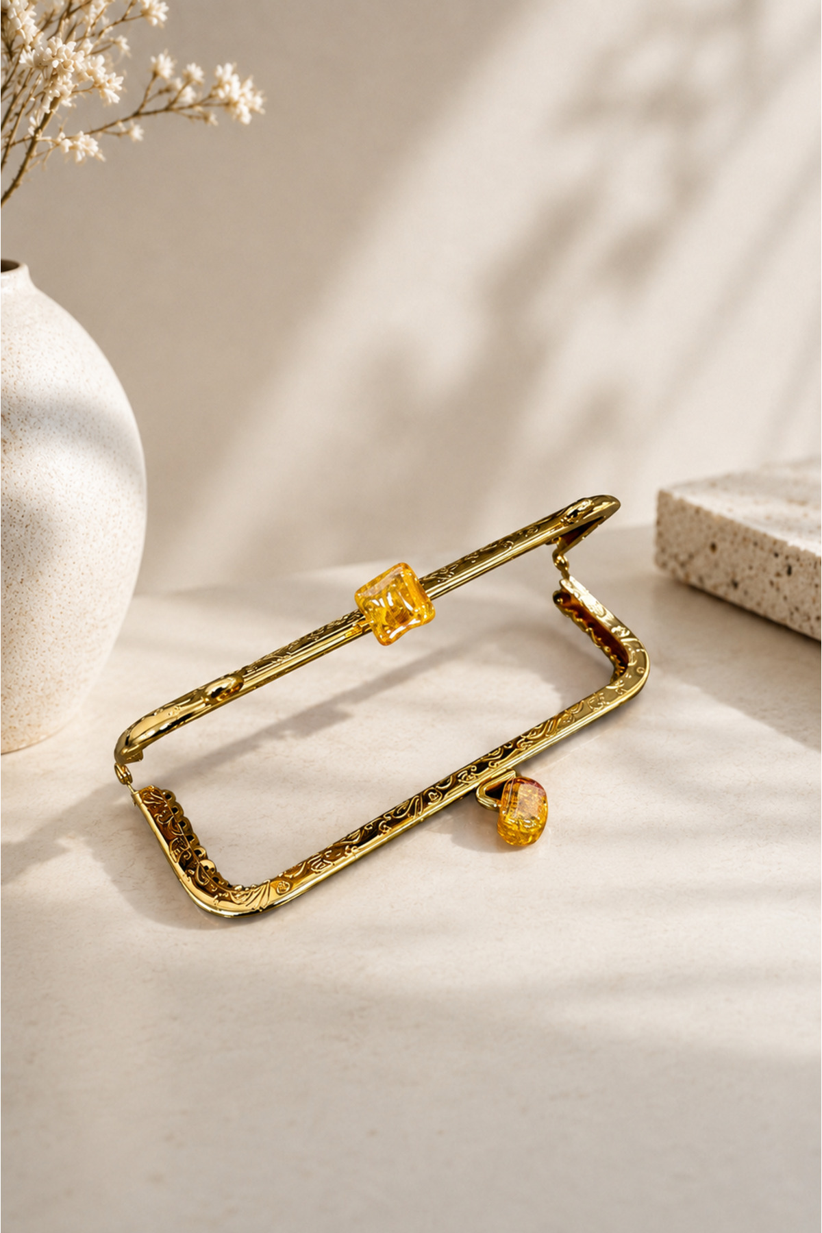 velanee Amber Taşlı Gold Metal Çanta Bursu 15 cm - Fiyatı, Yorumları