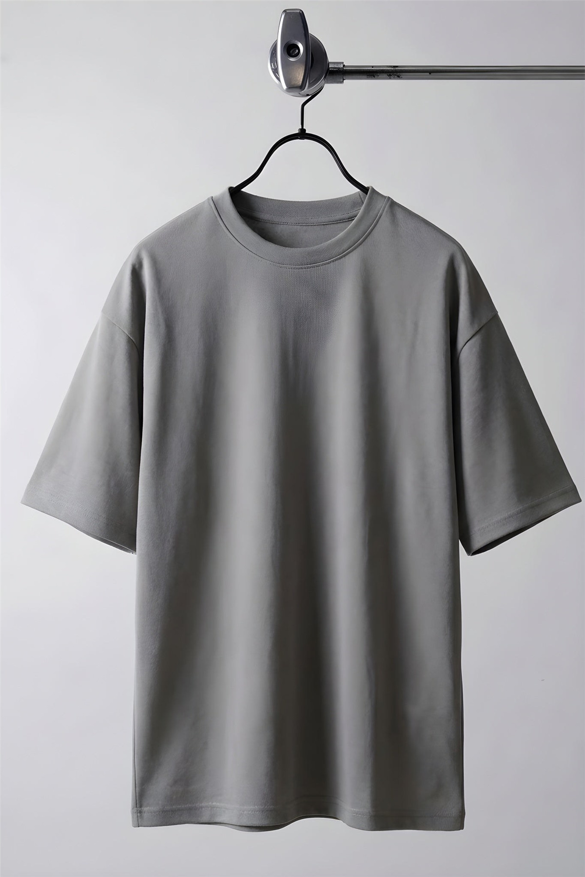 Teenage Millionaire Erkek Gri Basic Düz Baskısız Oversize Salas Boyfriend T-Shirt görsel 4