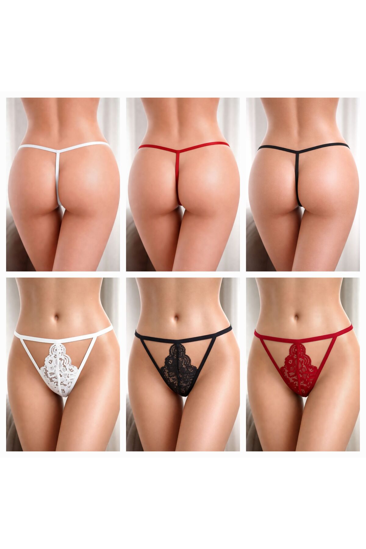 VALORIA MOON Sexy Dantel Detaylı Üçlü String