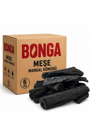 BONGA Meşe Kömürü 6 kg Elleme Mangal Kömürü Doğal Uzun Yanışlı Yüksek Isılı B...