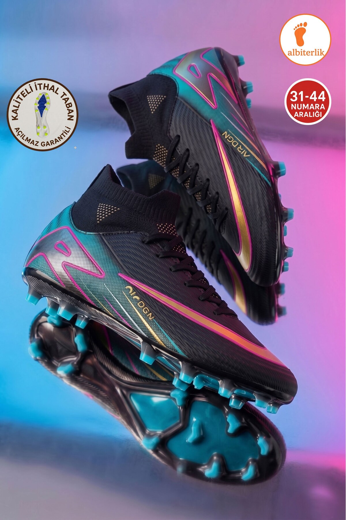AlbiShoes Erkek Halı Saha Krampon Kaliteli İthal Taban Çim Saha Çoraplı Ayağı Saran Esnek Konforlu