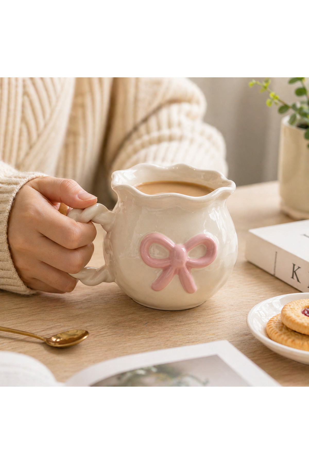 Donna Bow Tie Ceramic Mug – Special Design, 350ml Coffee & Tea Mug
