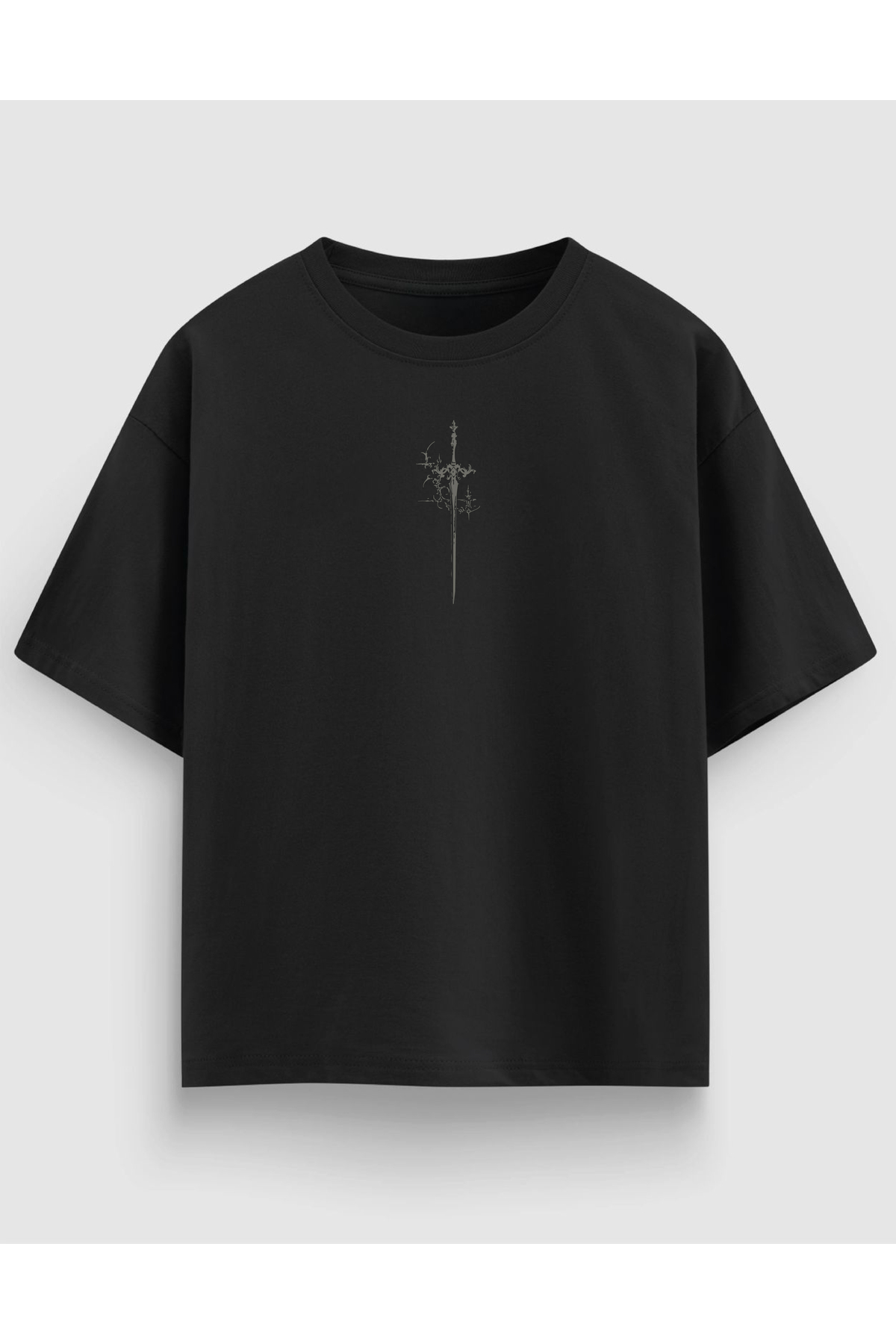 YOLO STREET Oversize Unisex Siyah Tişört, Yolo Yazılı Ortaçağ Şövalye Baskı, %100 Pamuk Streetwear Tasarım görsel 2
