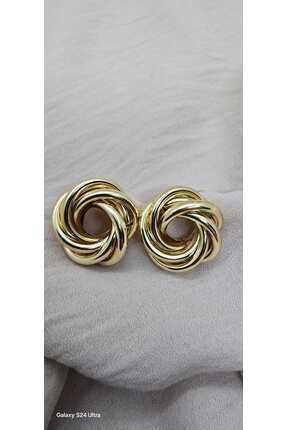 elifsaccessory Modern Twist Düğüm Model Altın Renk Premium Küpe