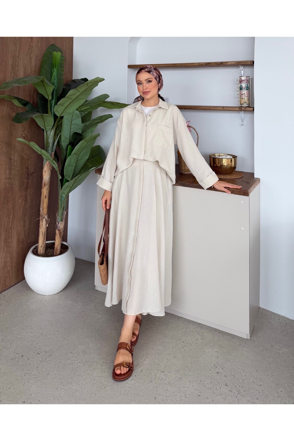 Cotton Linen Skirt Set