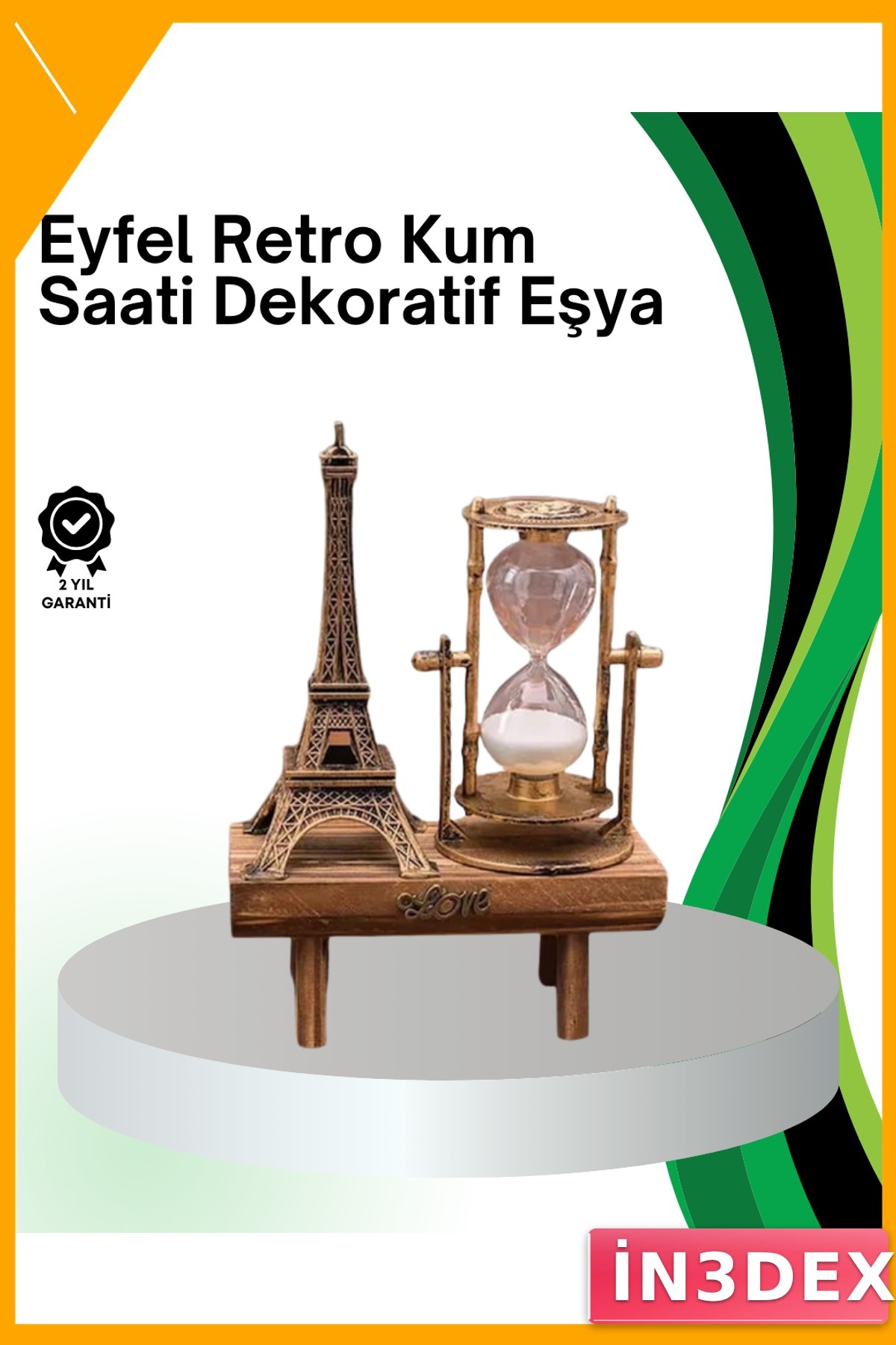 Ahşap Dekoratif Kum Saati 15x20 cm Masa Aksesuarı Hediyelik