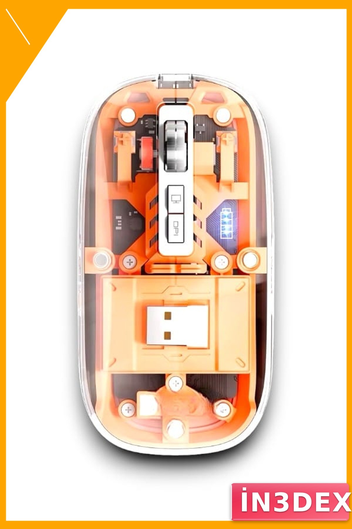 Çift Modlu Kablosuz Fare 2.4Ghz Bluetooth 5.0 Şeffaf Şarj Edilebilir Sessiz