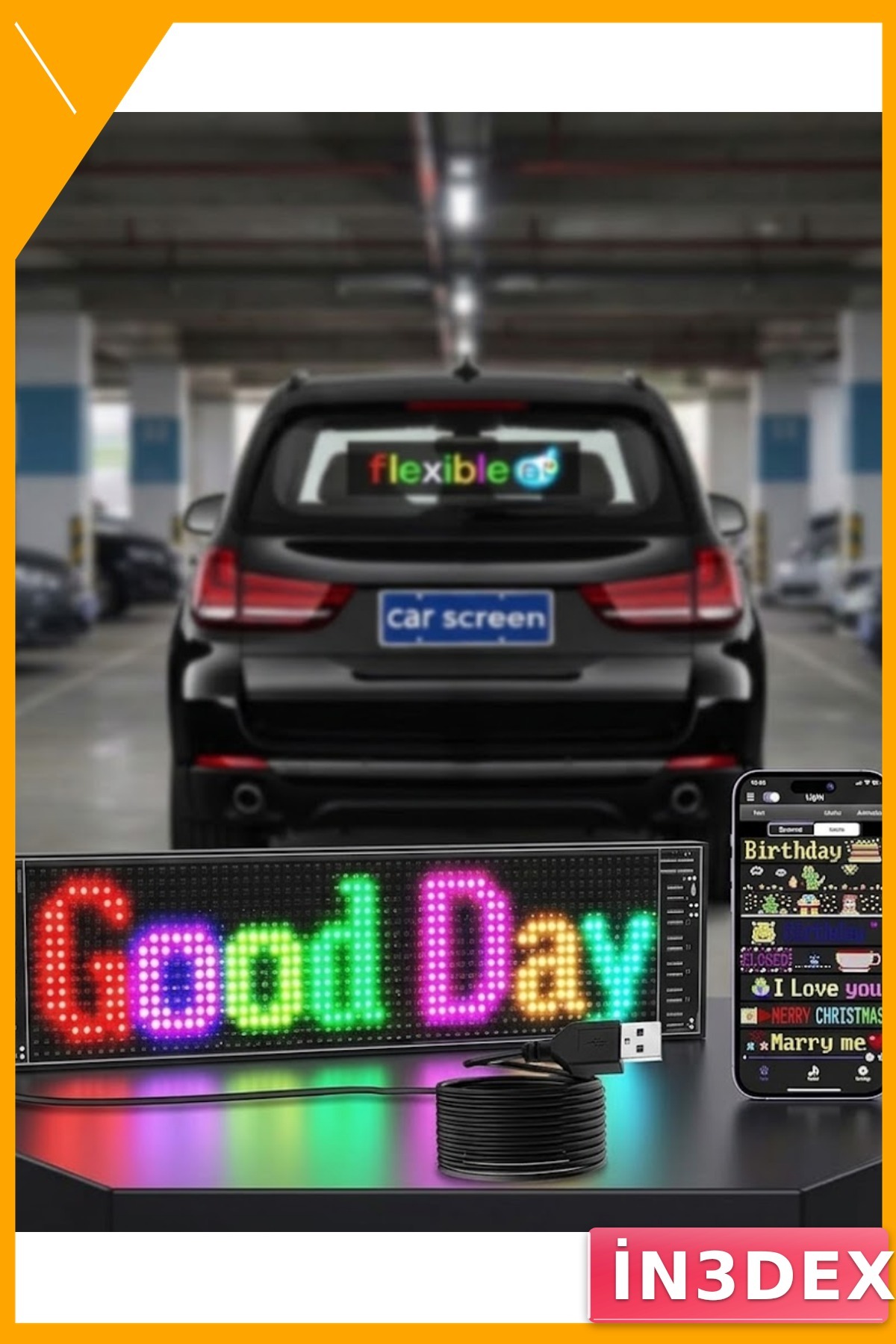 Uygulama Kontrollü LED Ekran Paneli 16x96 RGB Animasyon Yazı Gösterimi