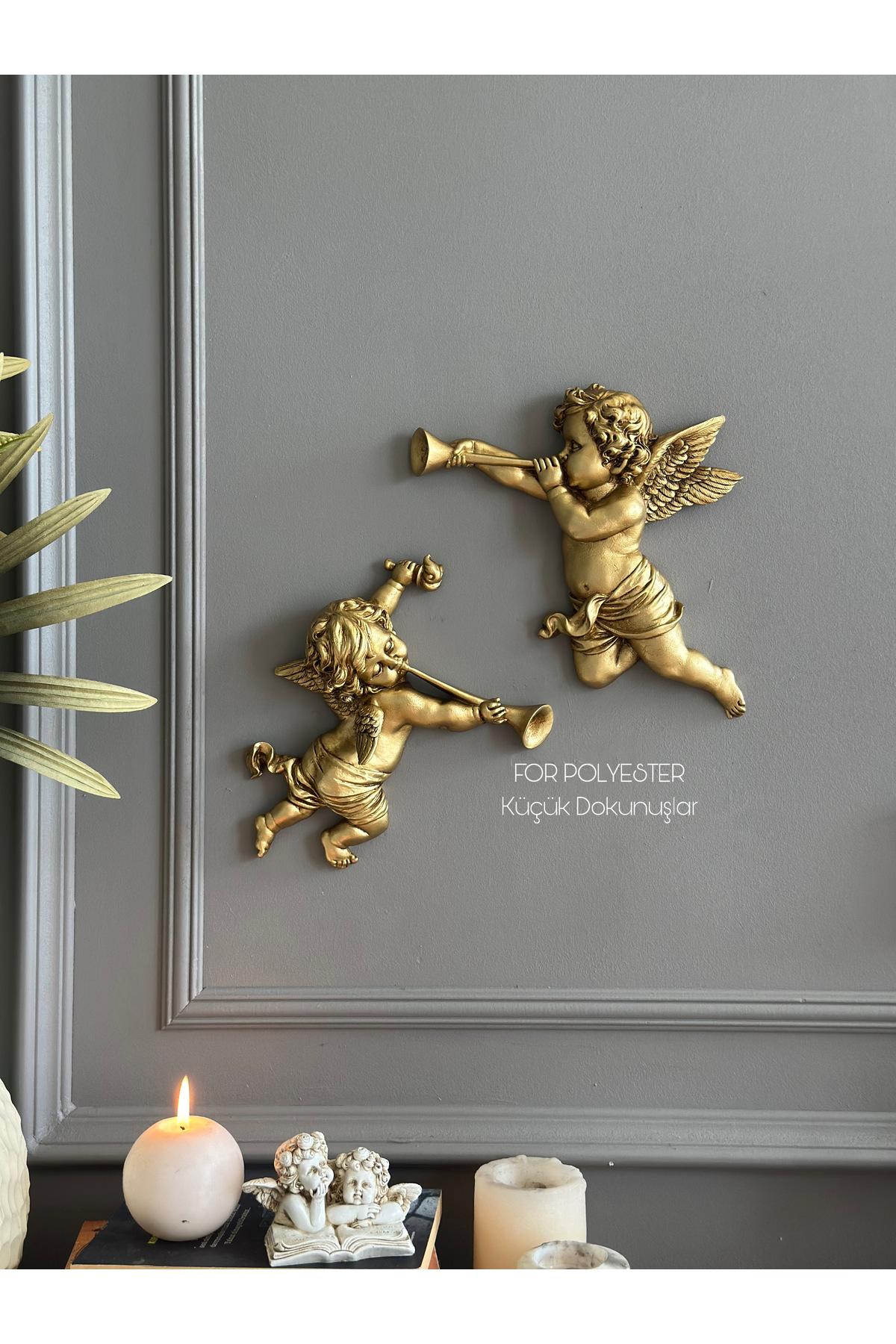 Wall Angel 2-Piece Trinket Gold Antique Antique /Accessory/Home/Office/Decor/Wall Decoration/Combination