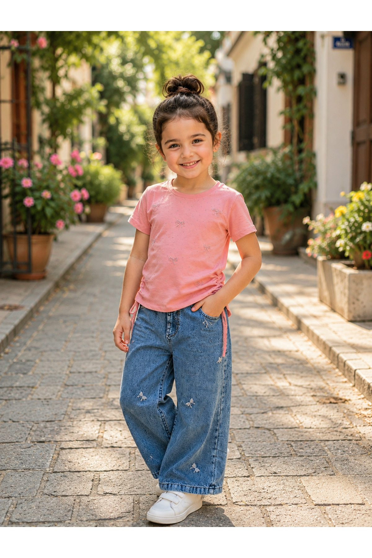 NURTOPU Kız çocuk takımları alt üst set 2li süper kalite pamuk