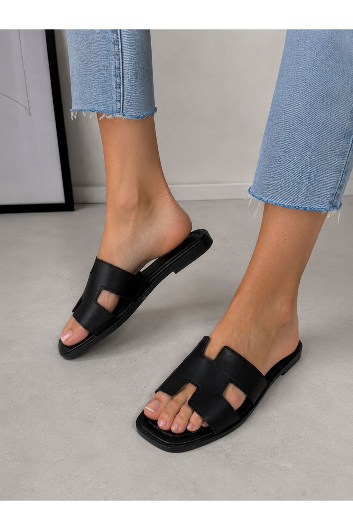 RİMES AYAKKABI Women's Daily Comfortable H Model Stylish Summer Slippers