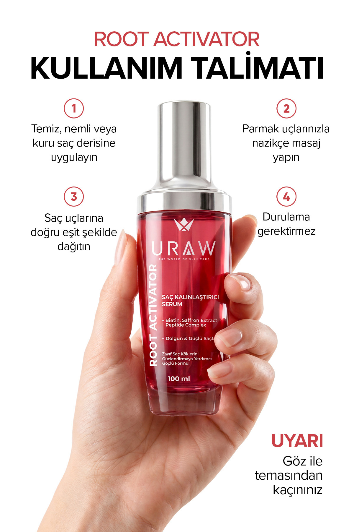 Saç Kalınlaştırıcı Serum | Root Activator 100 ml | Saç Köklerini Güçlendirmeye Yardımcı Formül — URW74 — تصویر 5 از 5