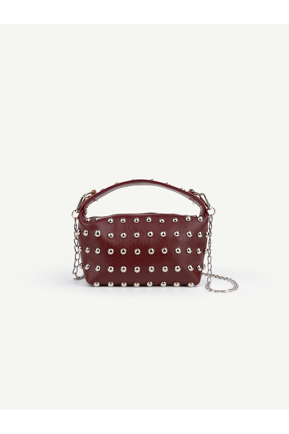 Women's Mini Size Staple Detailed Hand Sleeve and Shoulder Bag
